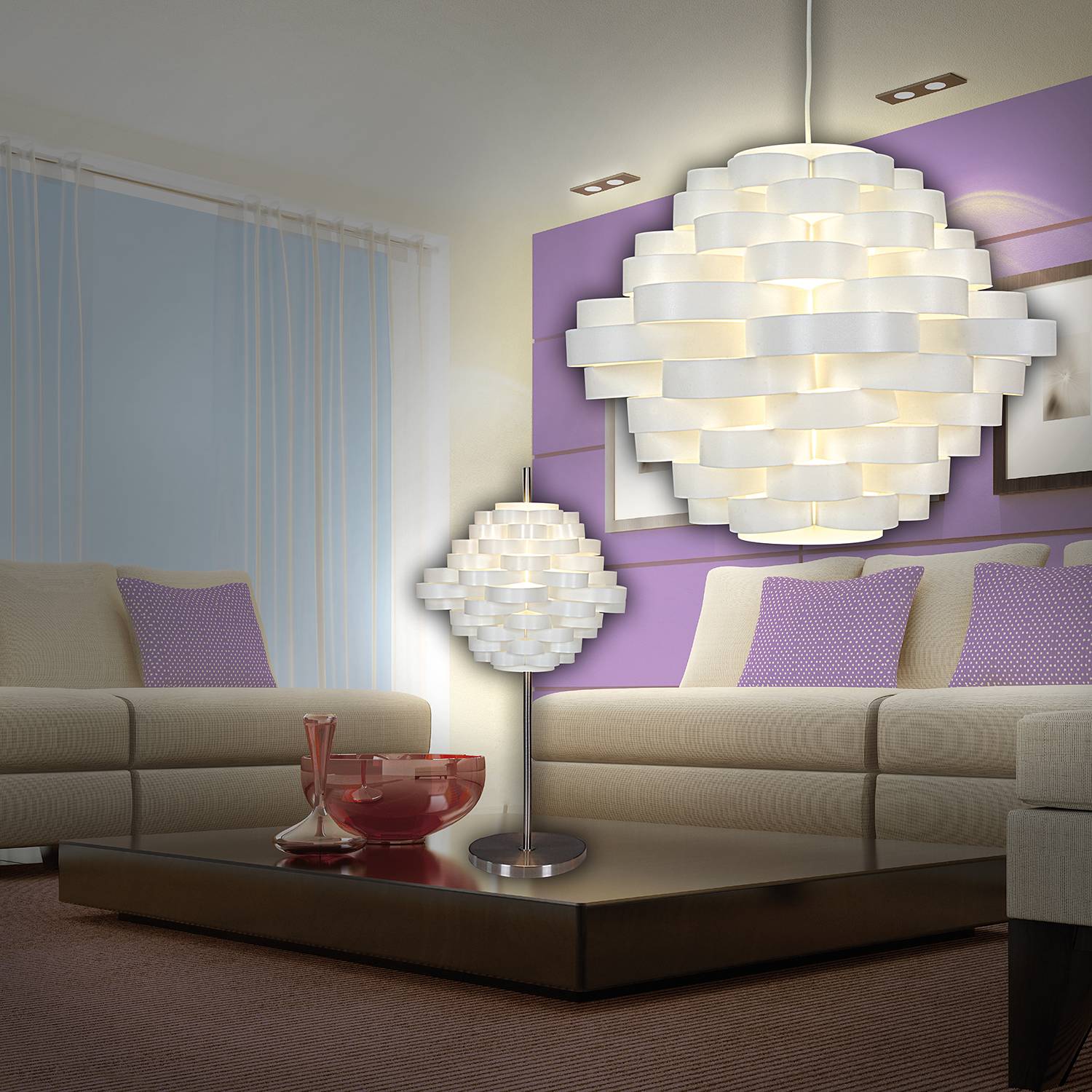 White Line Pendant Lamp Paper White