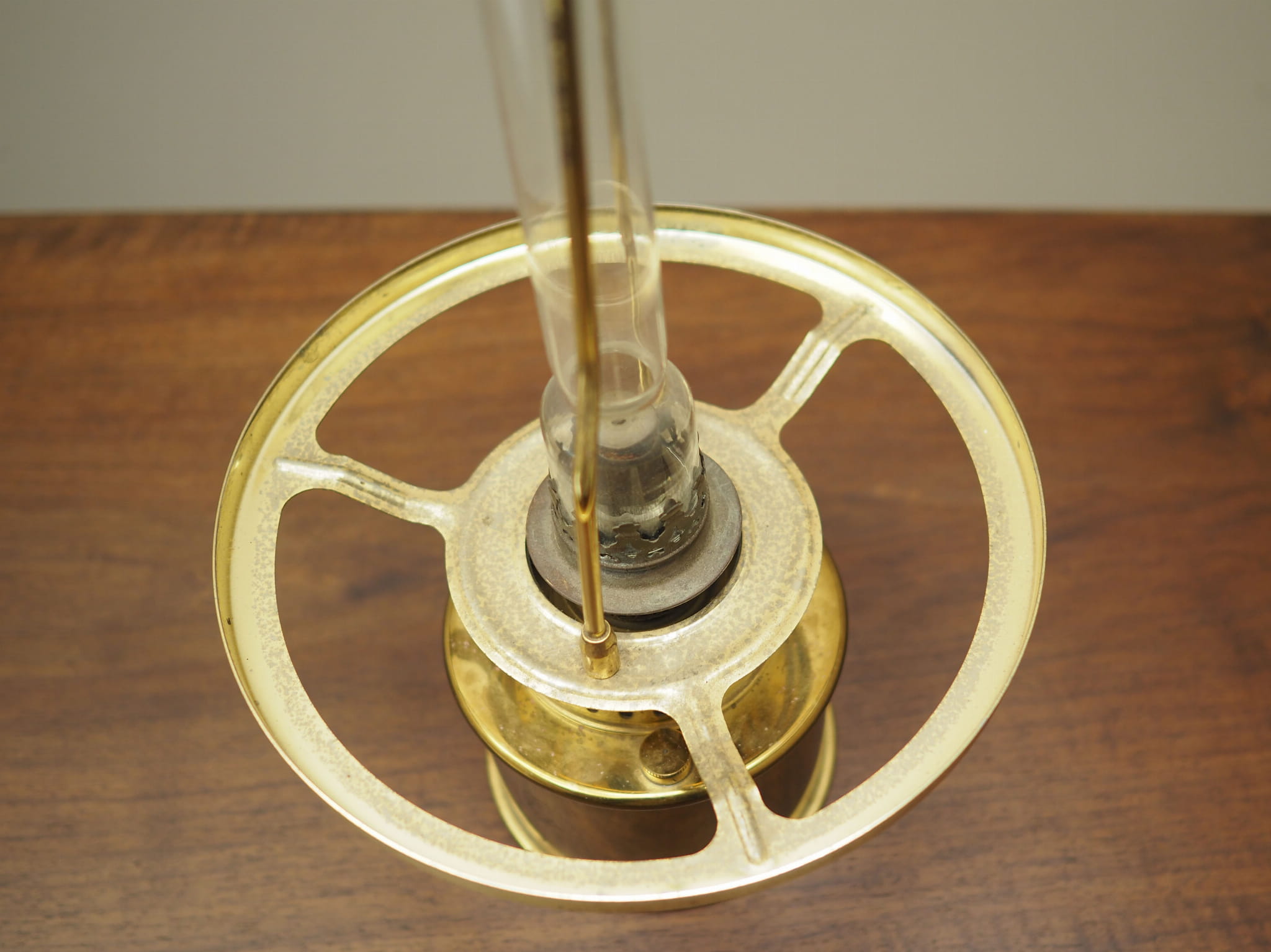 Oil table lamp metal glass 1950s