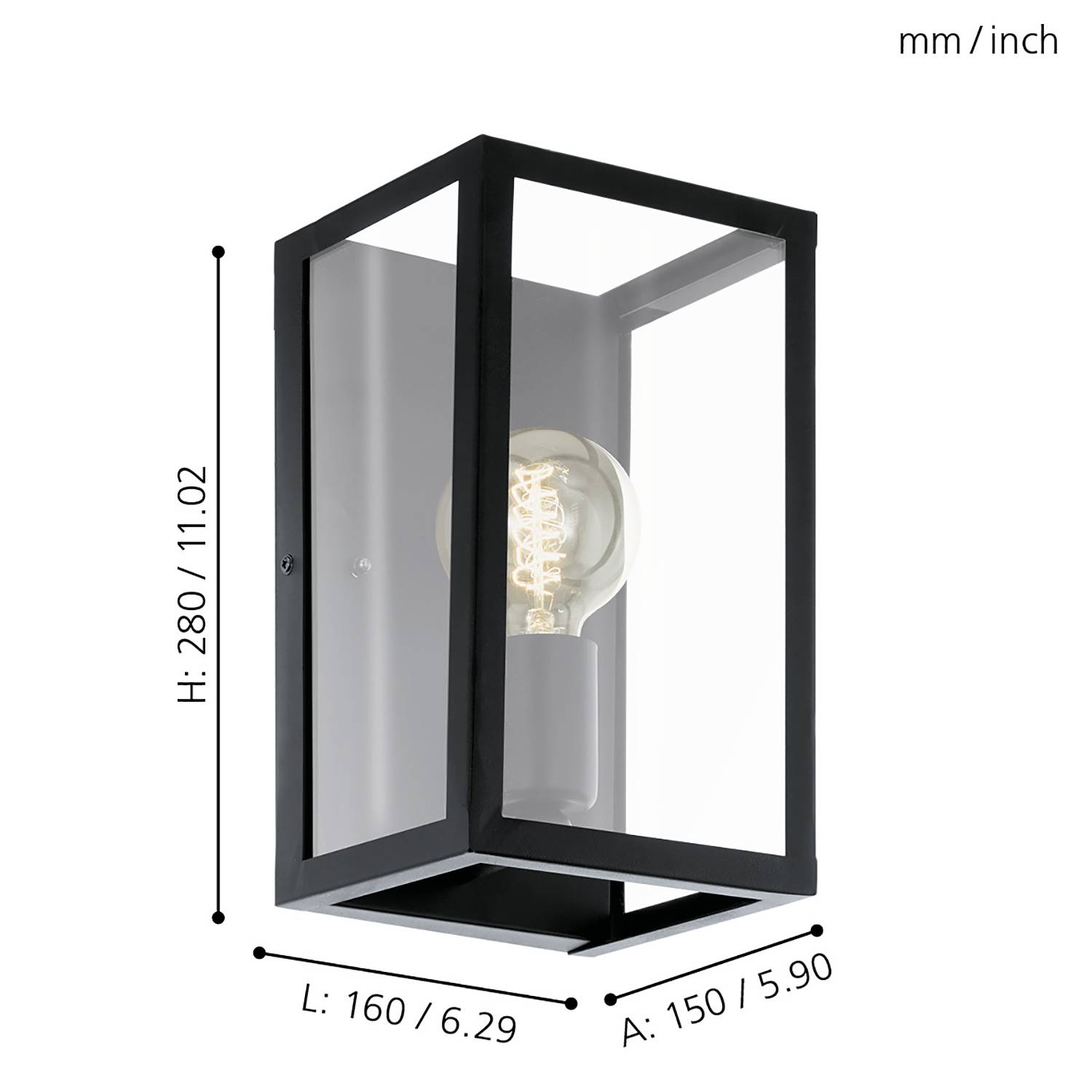 Charterhouse Wall Light Glass Steel 1-flame