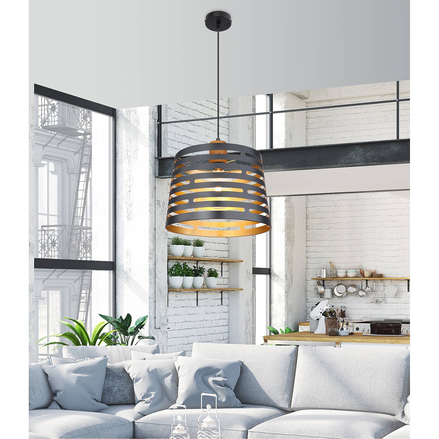 Pendant lamp Ablona III iron