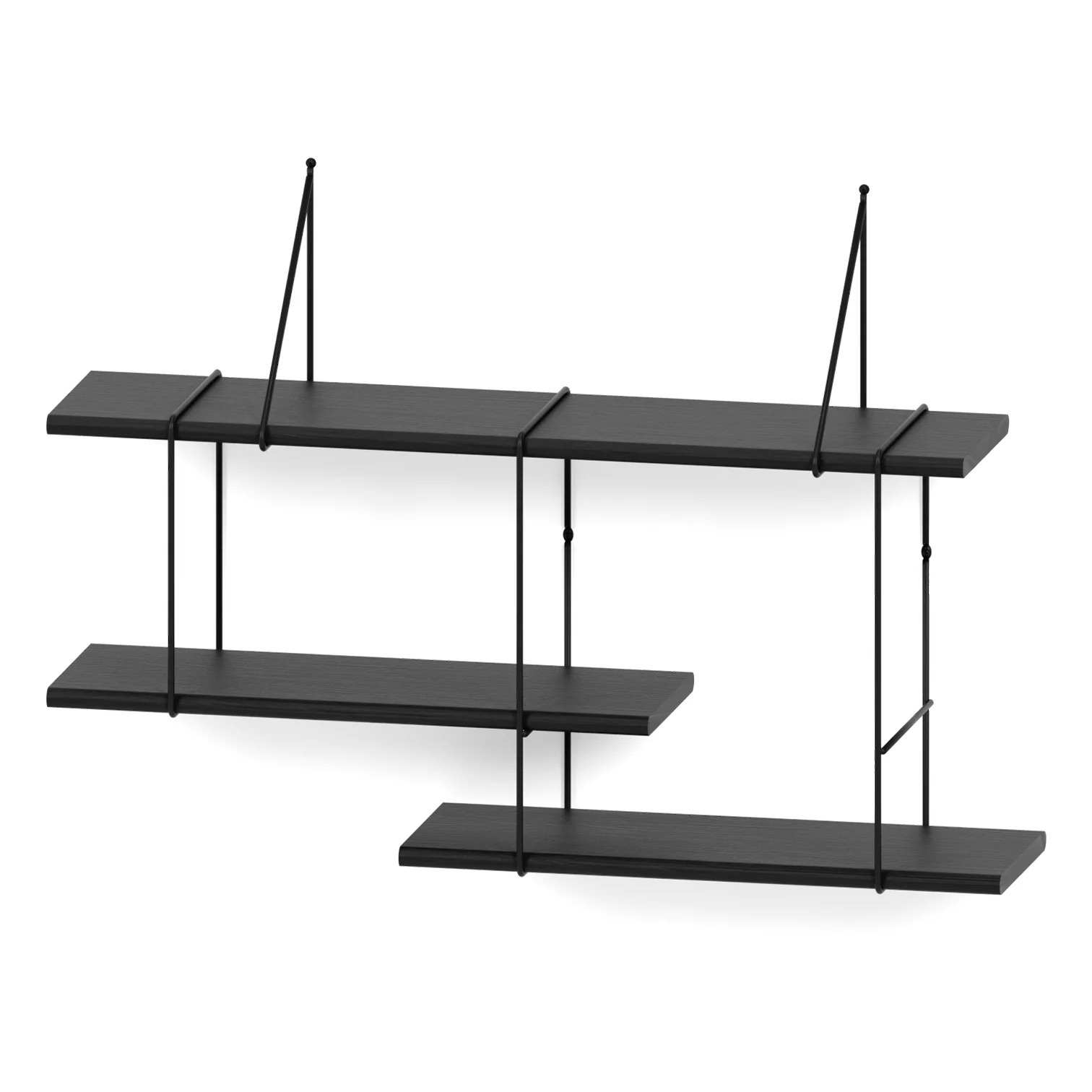 Shrink Wall shelf Beech wood Steel Black