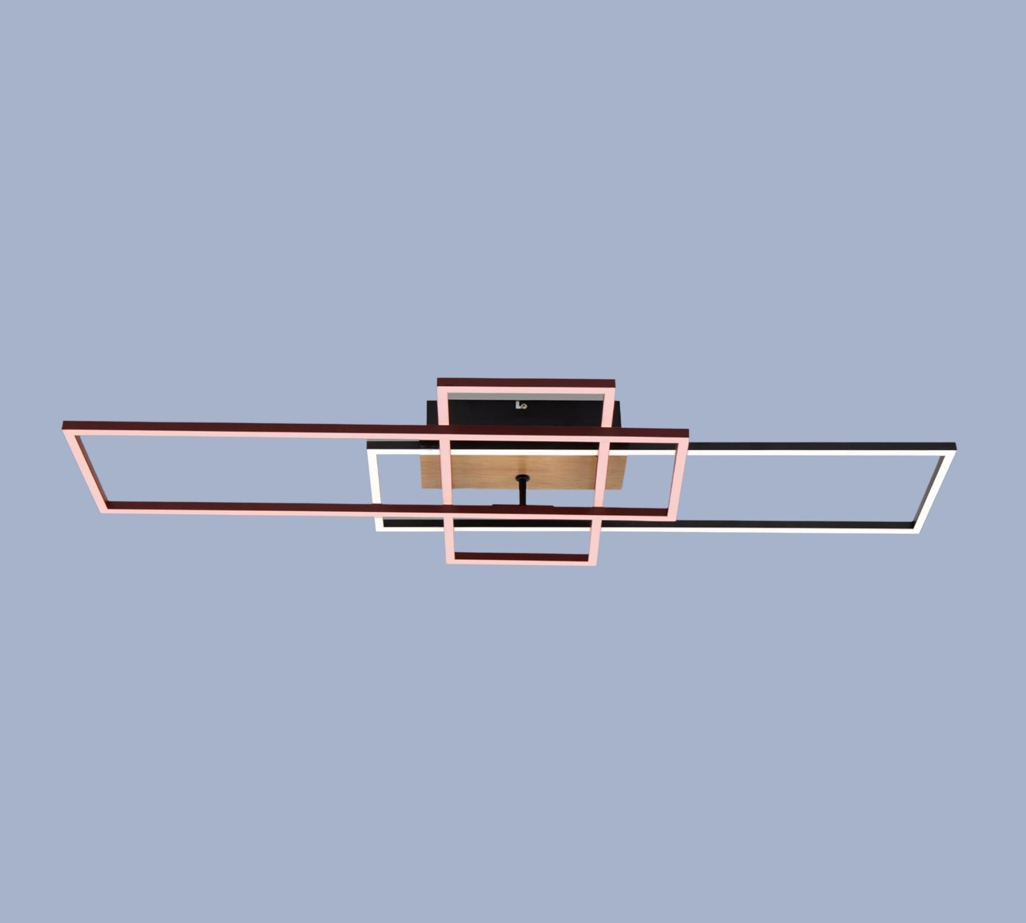 LED ceiling light in frame shape wood look I