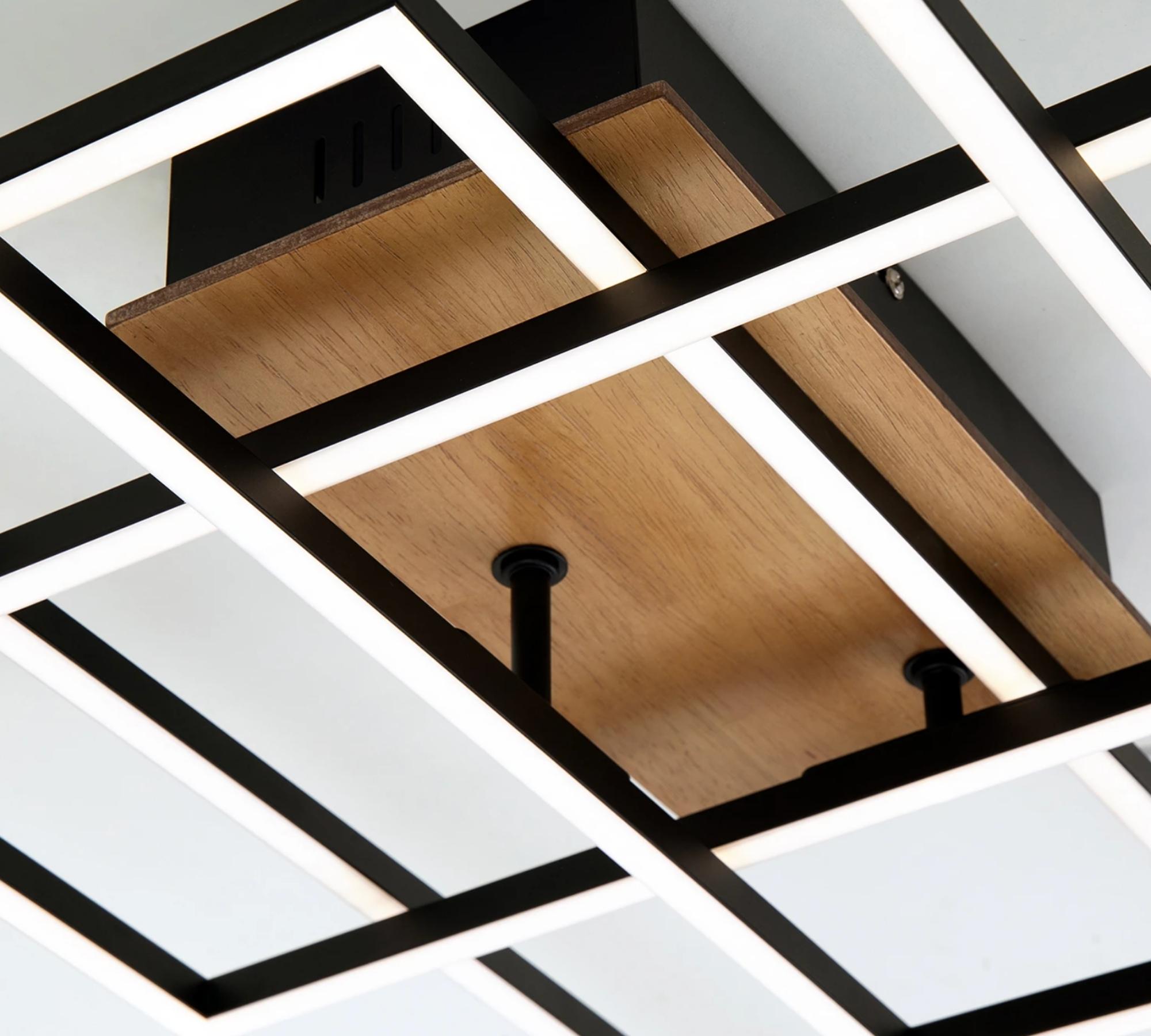 LED ceiling light in frame shape wood look I