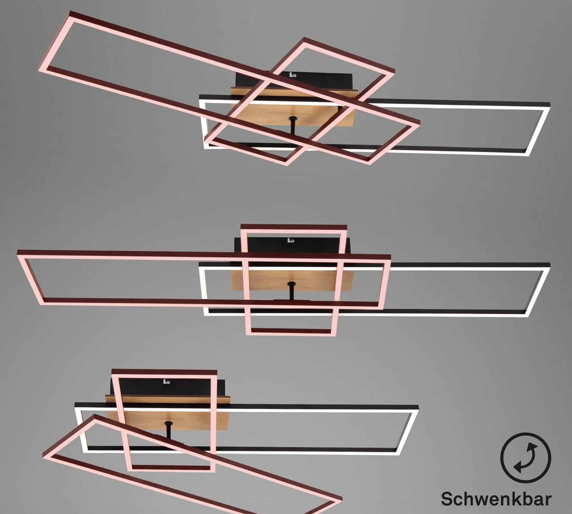 LED ceiling light in frame shape wood look I