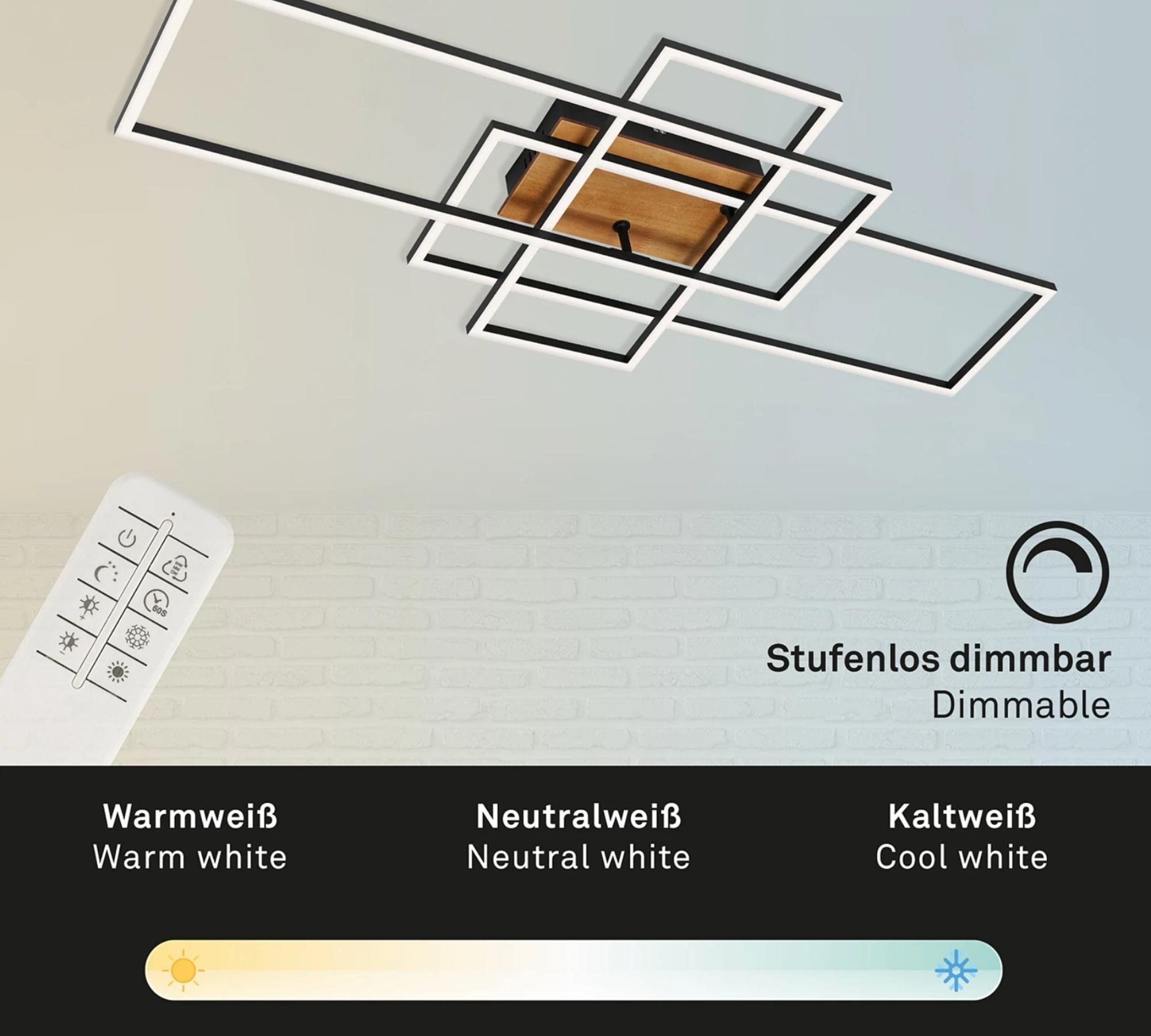 LED ceiling light in frame shape wood look I
