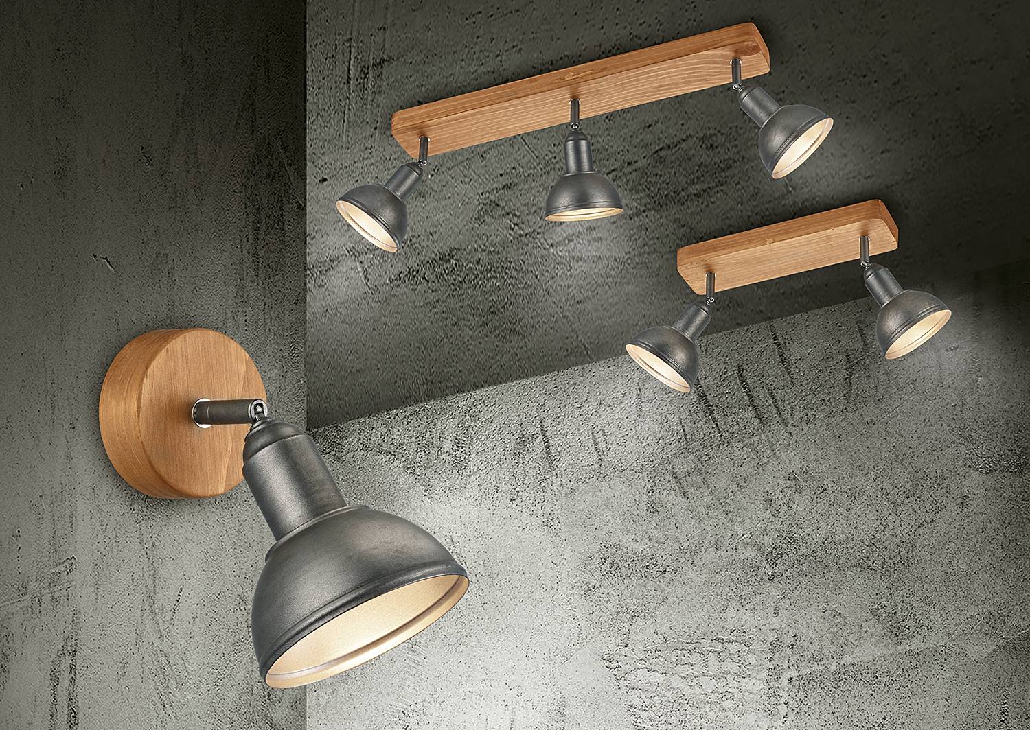Ceiling light Delhi Iron Pine Solid