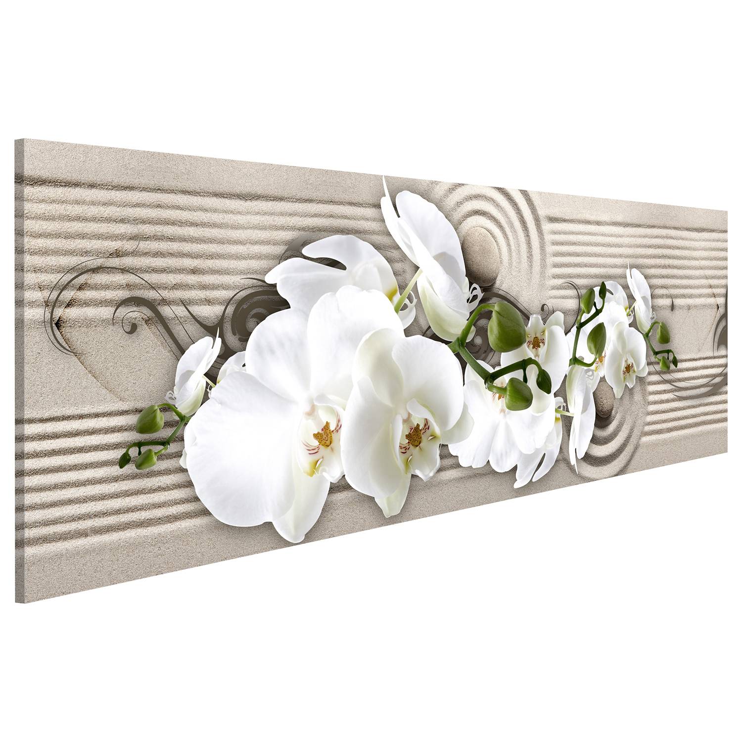 Bild Whisper of Sand Leinen Beige / Weiß 120 x 40 cm