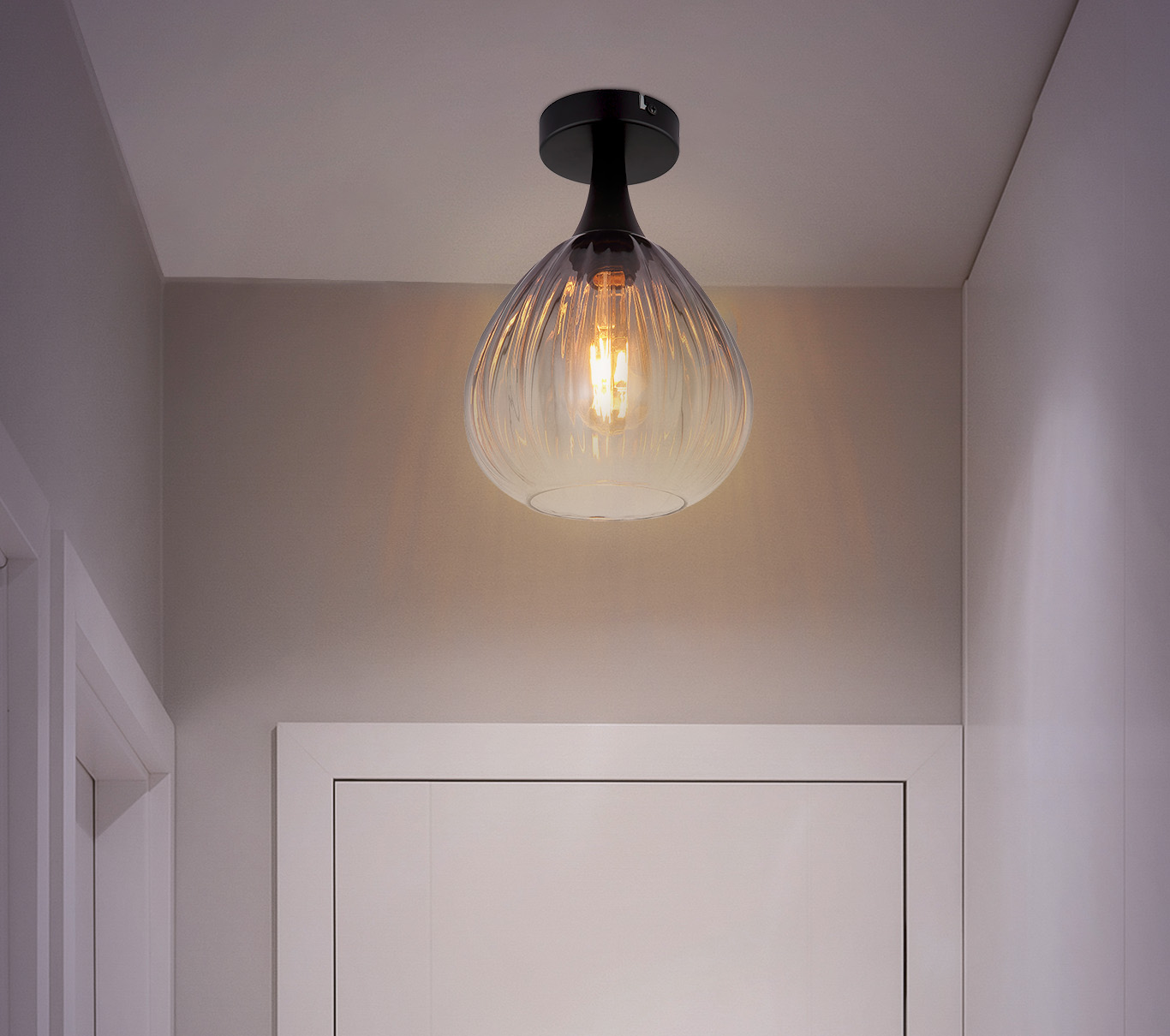 Ceiling light Olsen Type B Smoked glass Black