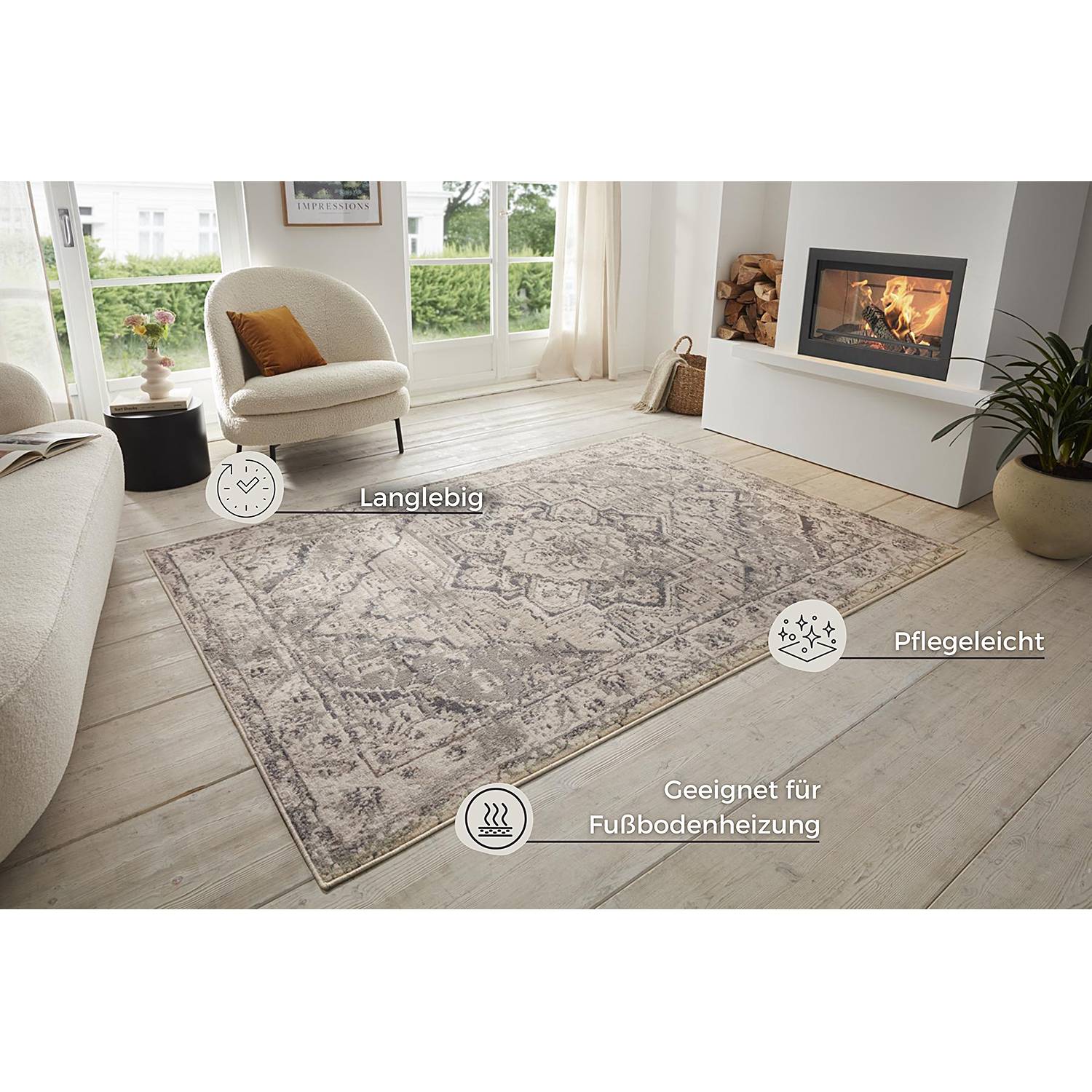 Sand Short-pile rug Beige 80 x 120 cm