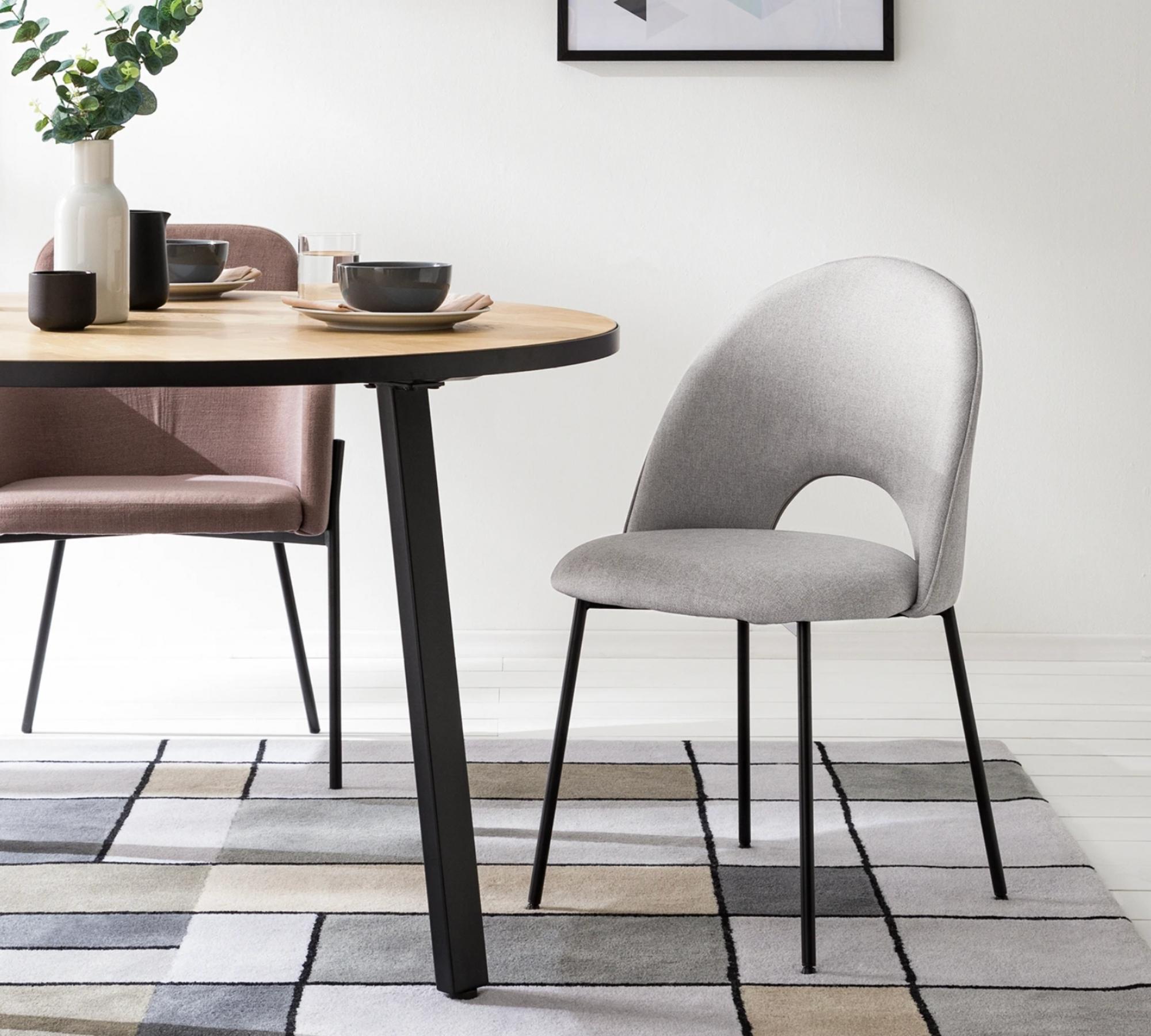 Upholstered chair with back cut-out Light grey