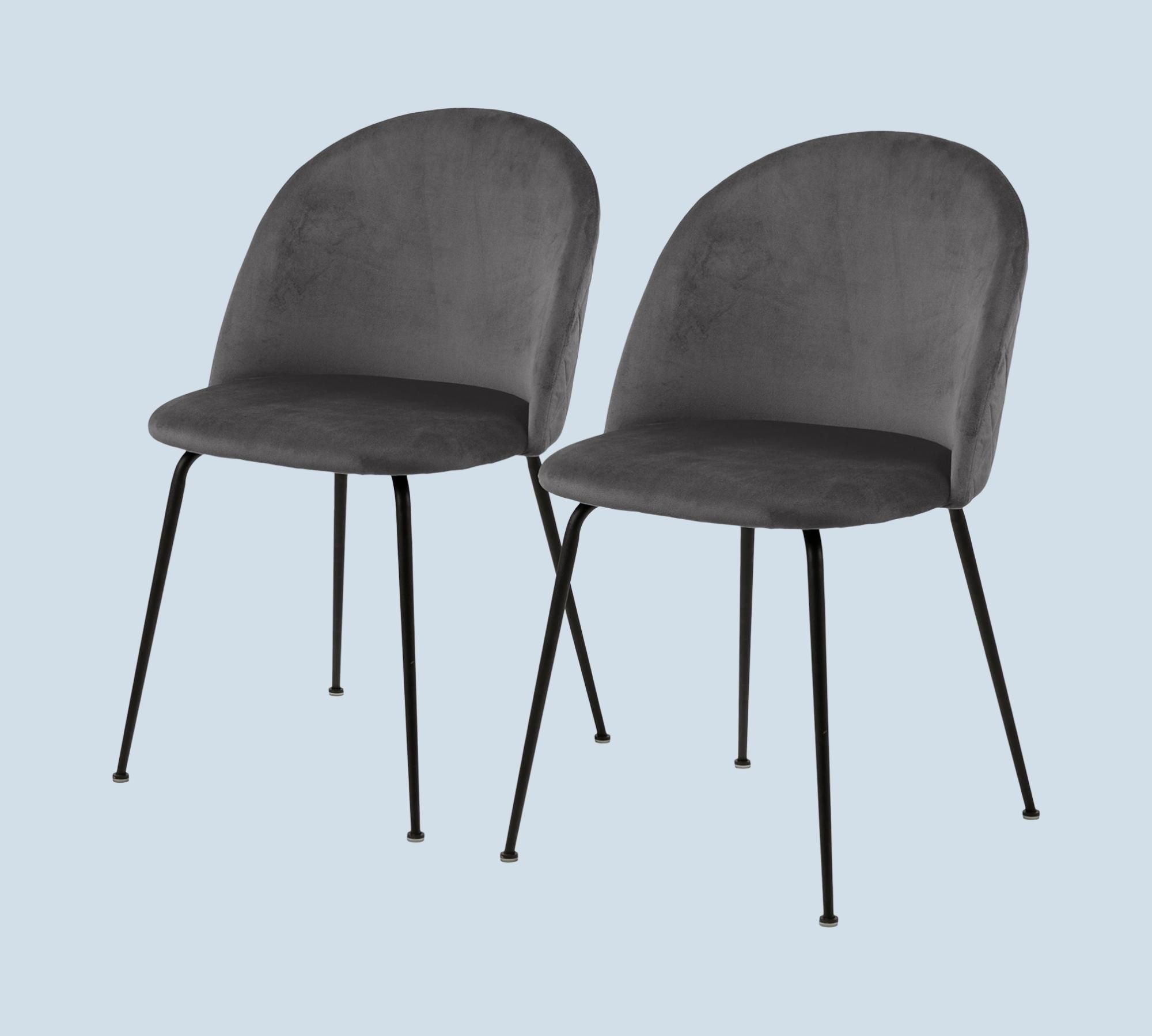 2x Polsterstuhl Samt Mittelgrau