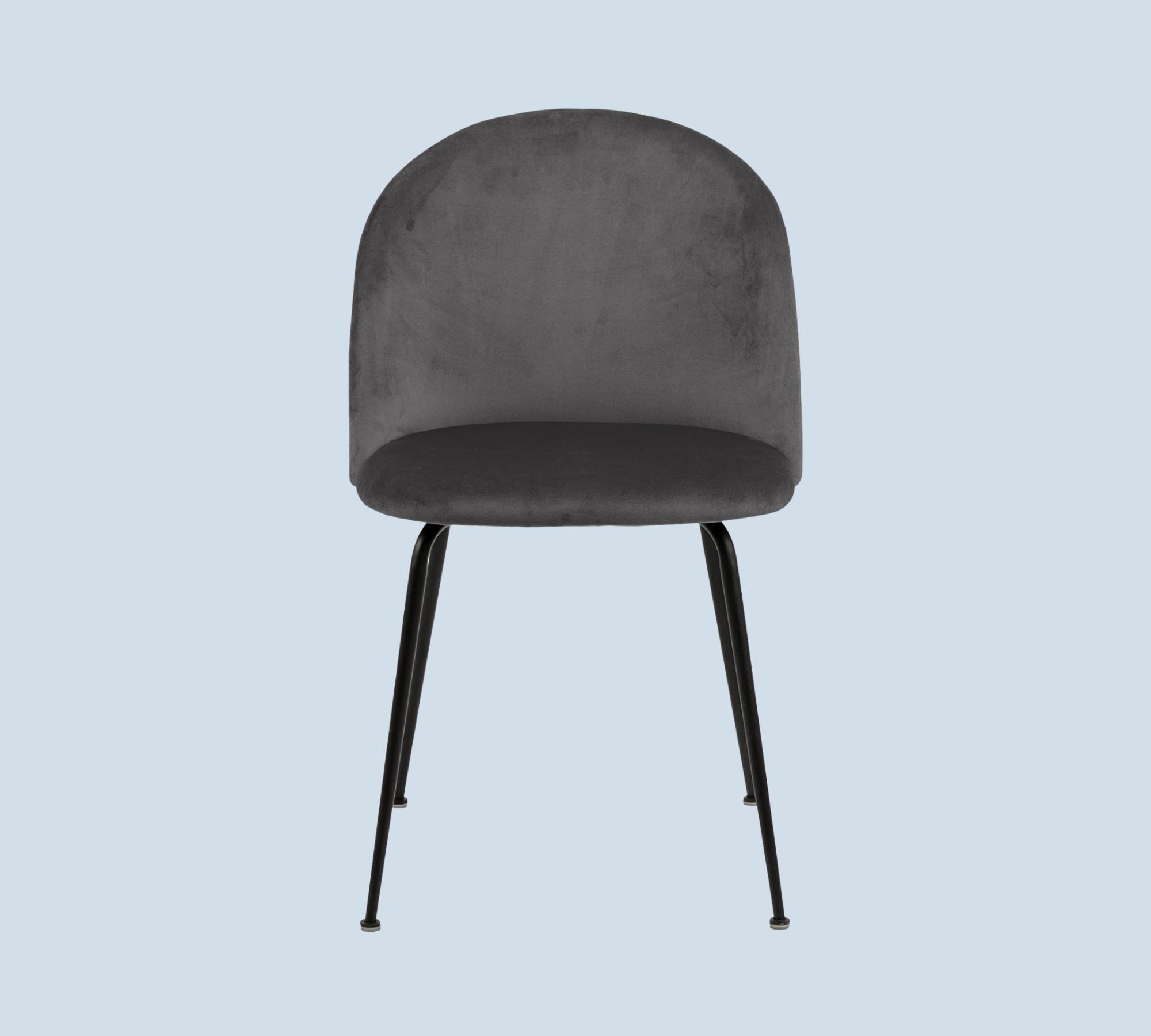 2x Upholstered chair velvet medium grey
