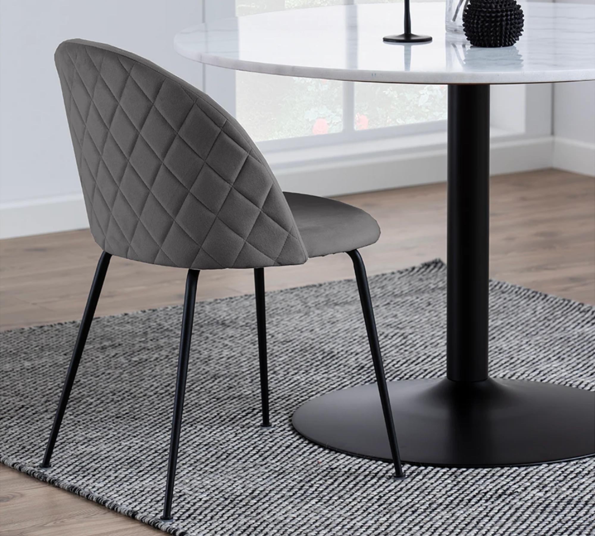 2x Upholstered chair velvet medium grey