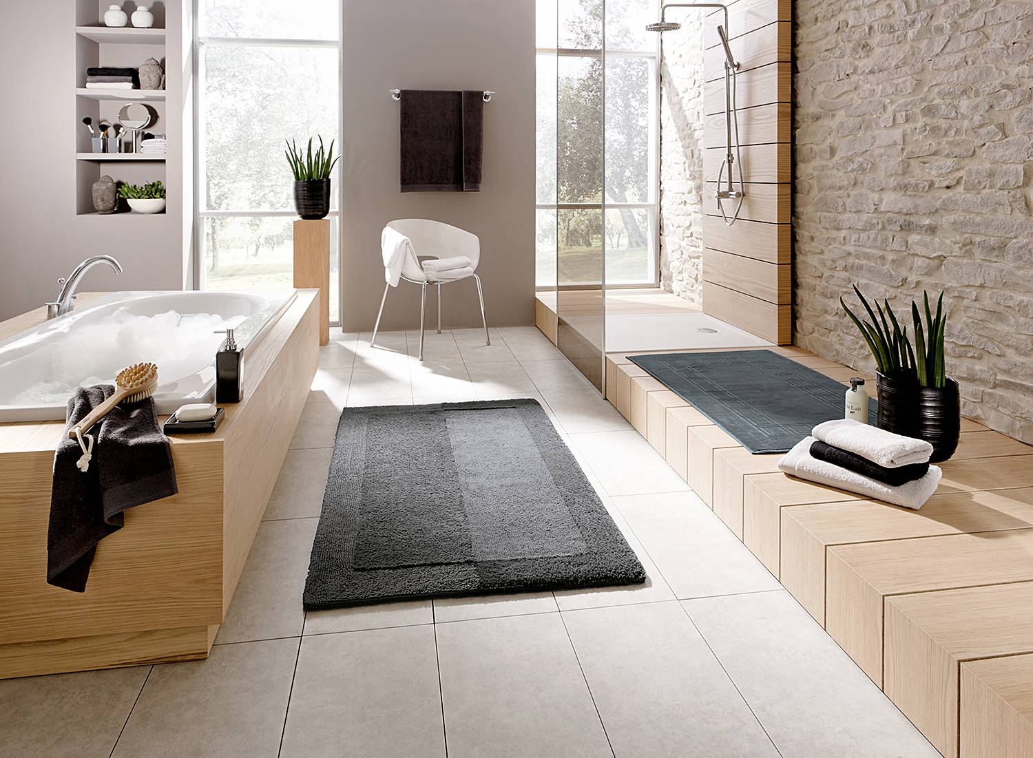 Badteppich Havanna Baumwolle Schiefergrau 70 x 120 cm