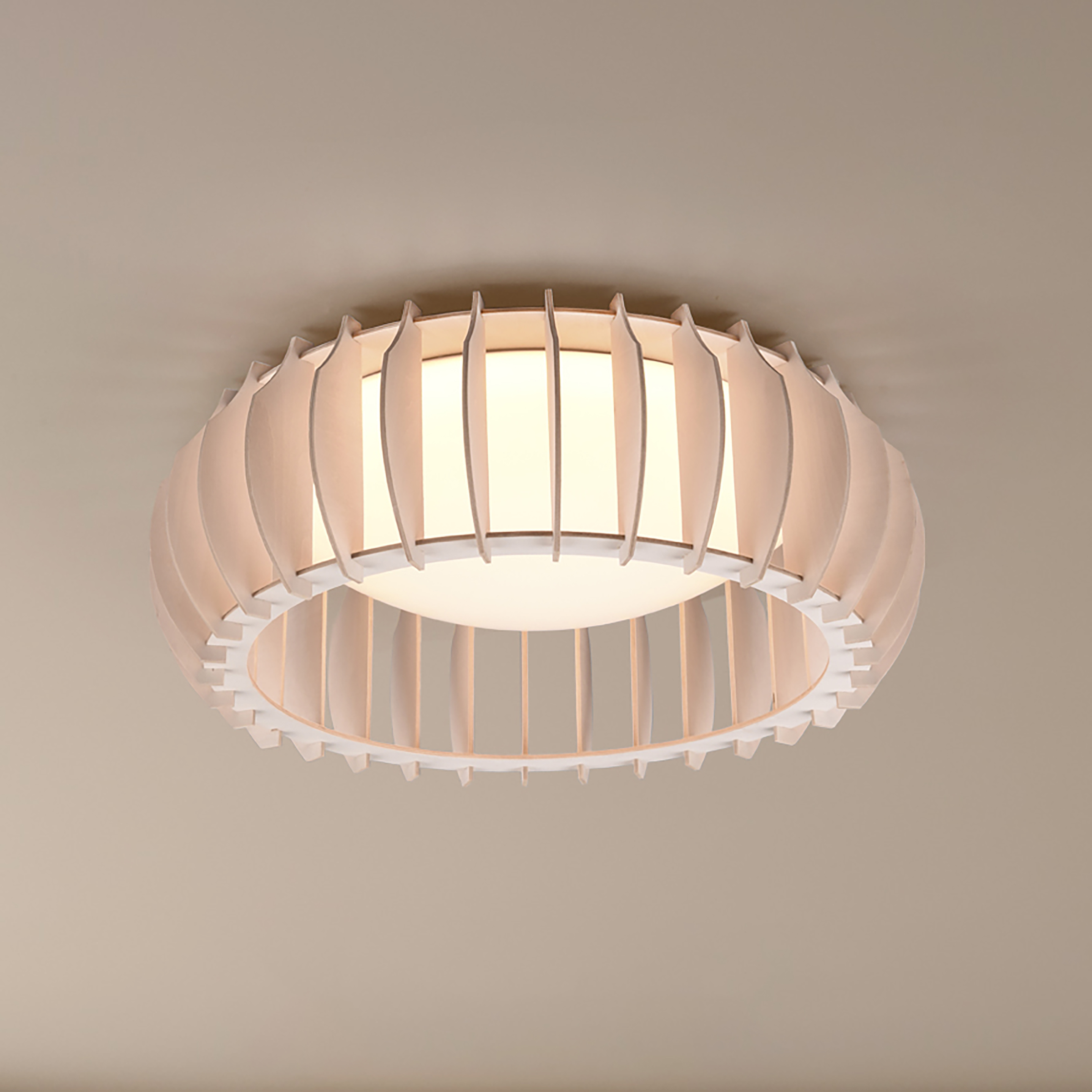 Monte LED Ceiling Light Iron Pine Wood 40cm