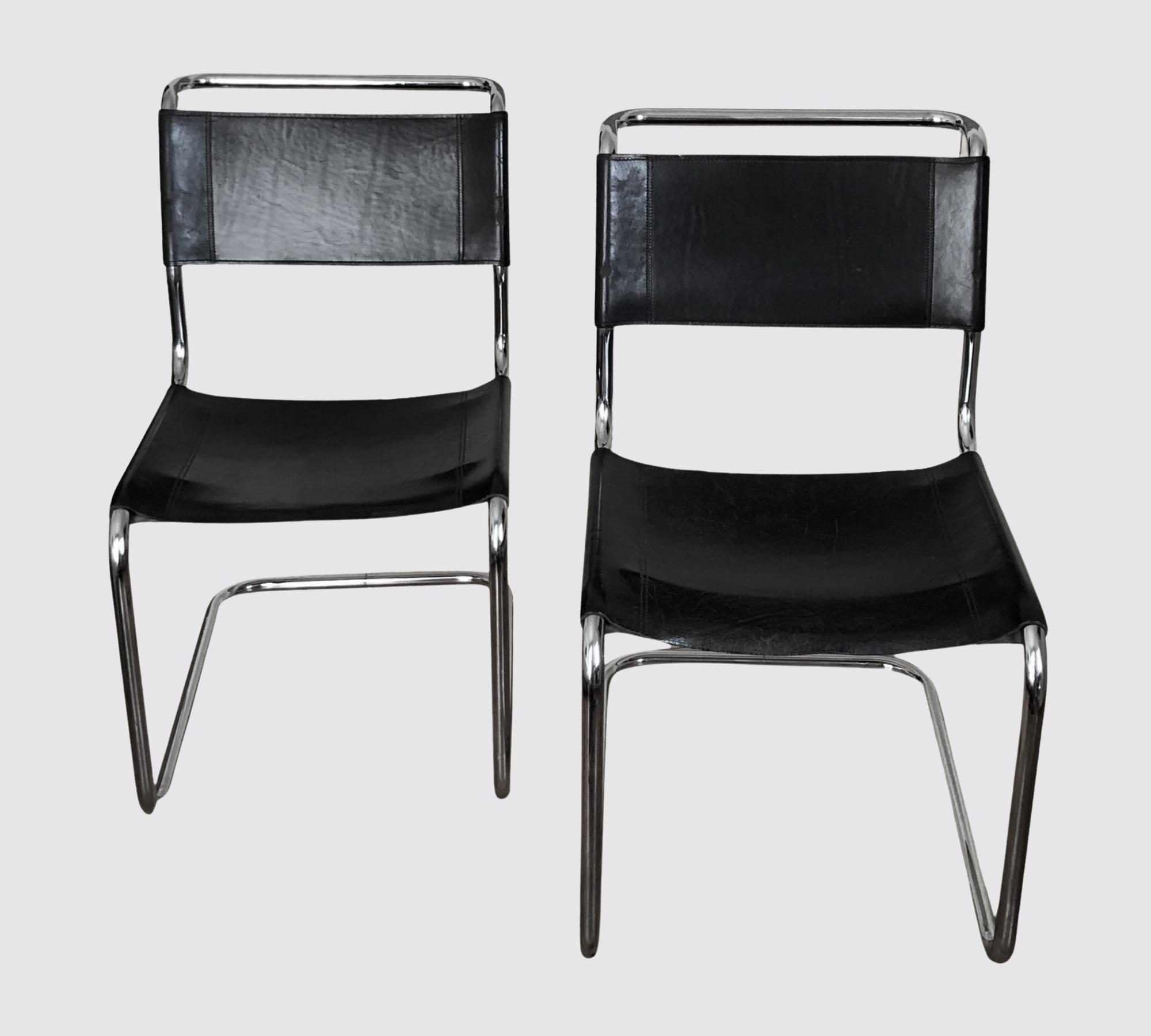 2x Thonet Freischwinger S 33 Leder Schwarz