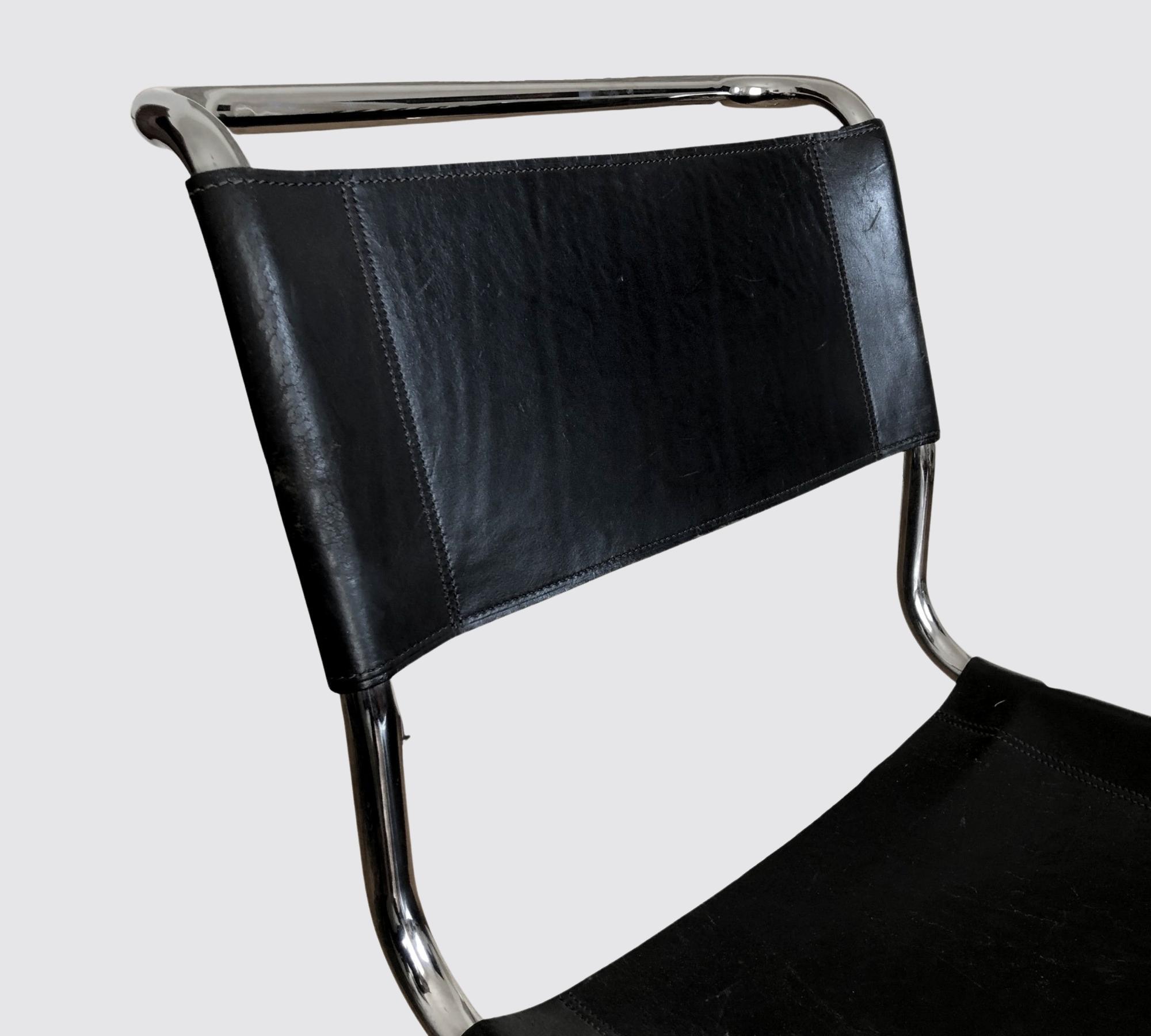 2x Thonet Freischwinger S 33 Leder Schwarz