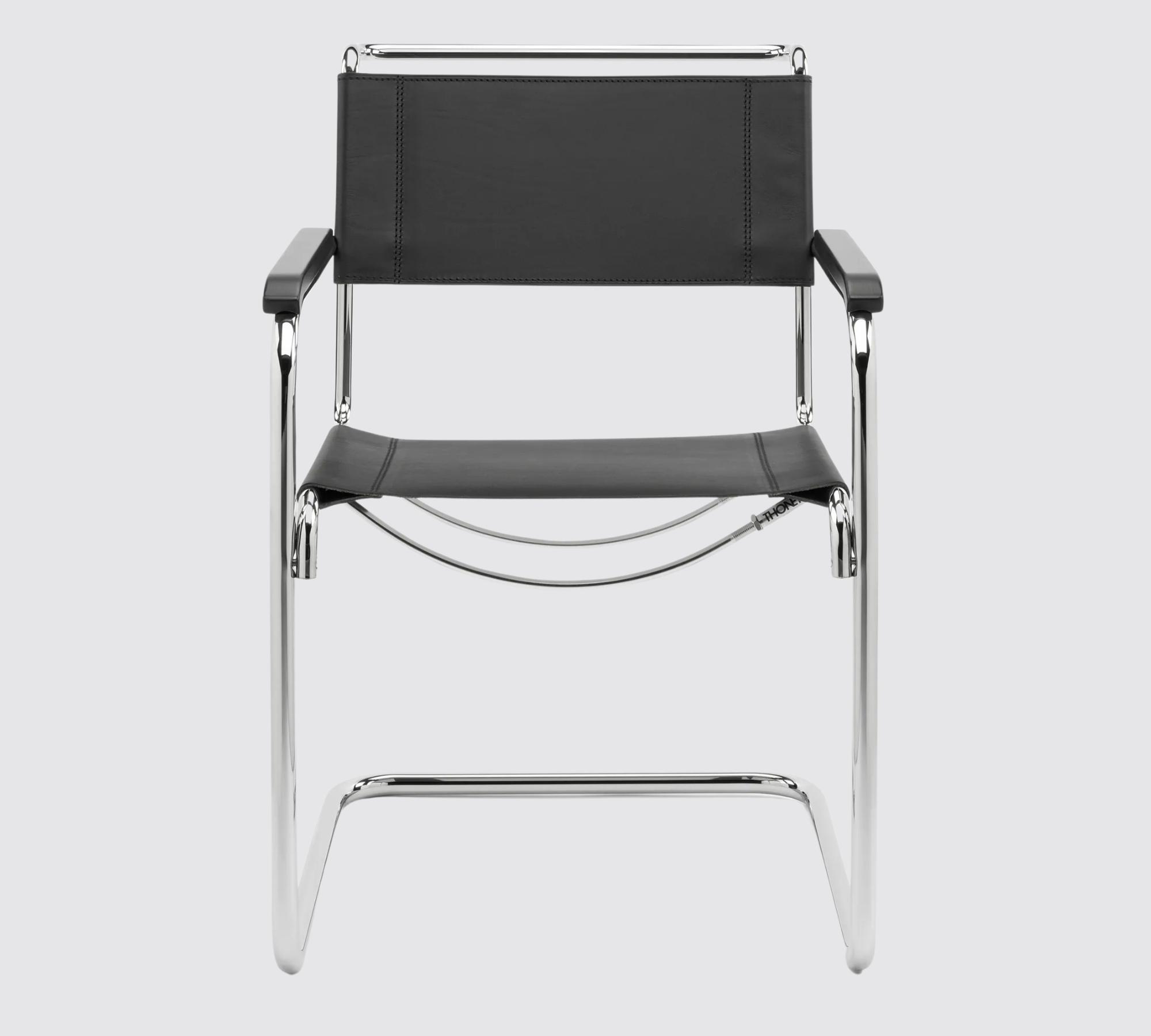 2x Thonet Freischwinger S 33 Leder Schwarz