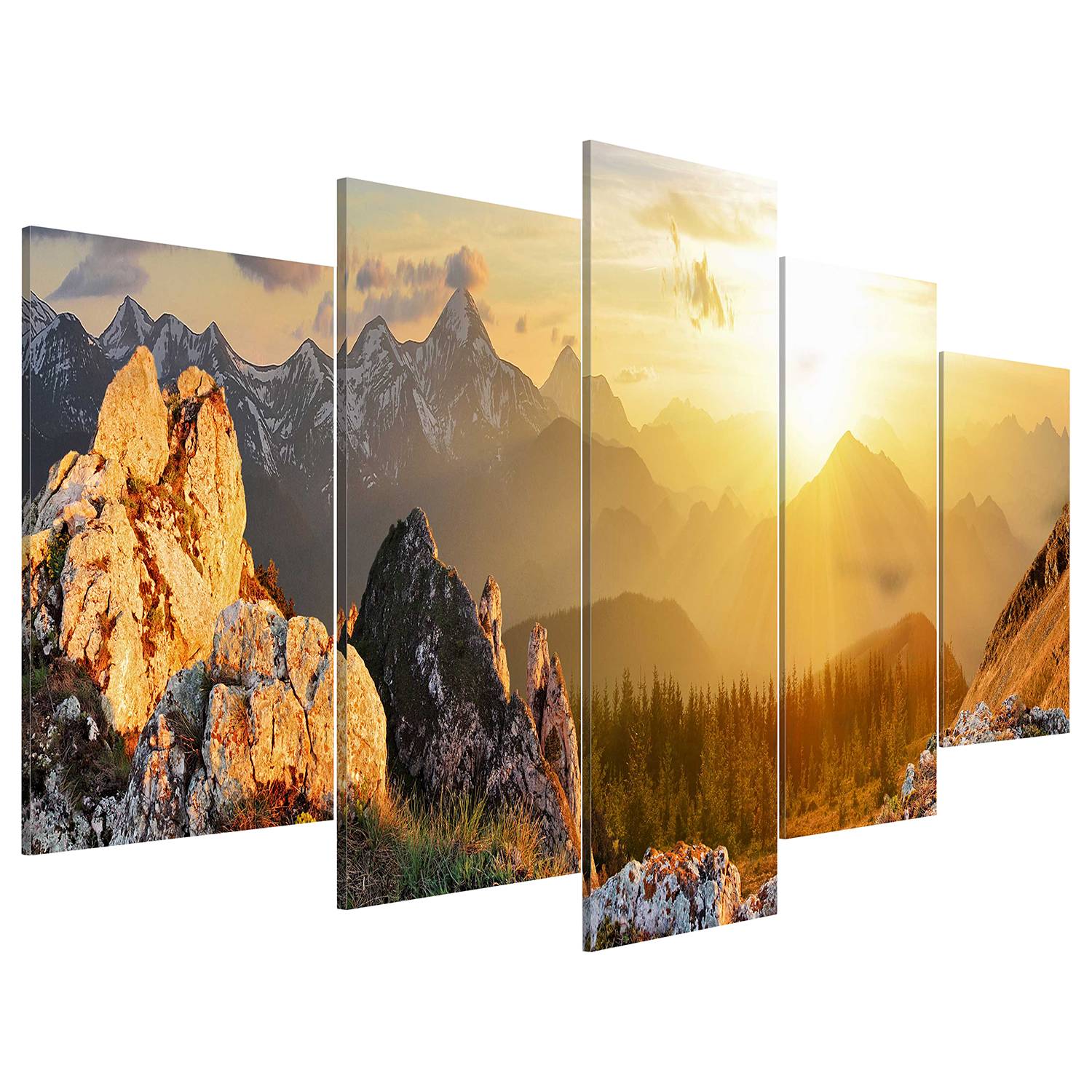 Wandbild Begrüßung der Sonne Leinwand Mehrfarbig