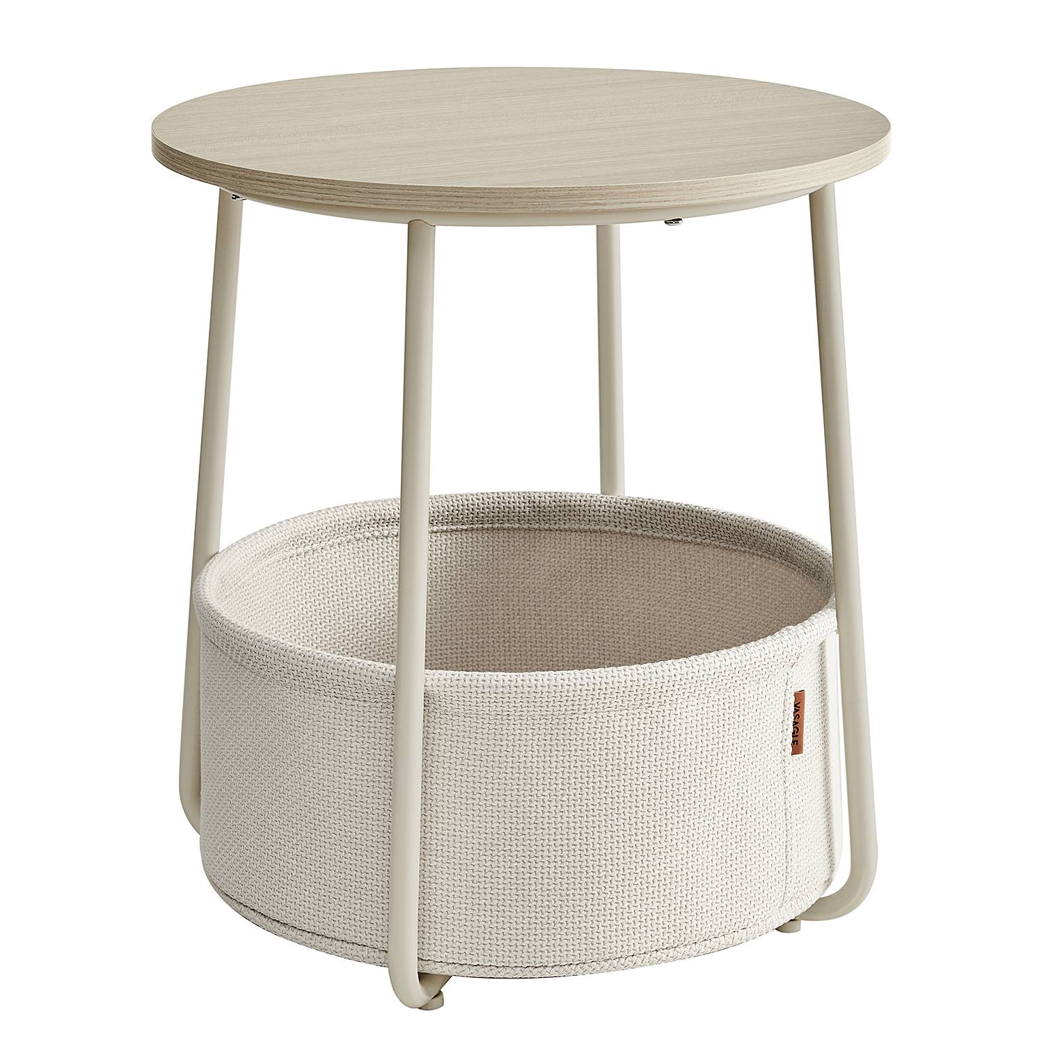 Ponoka Side Table with Basket Beige
