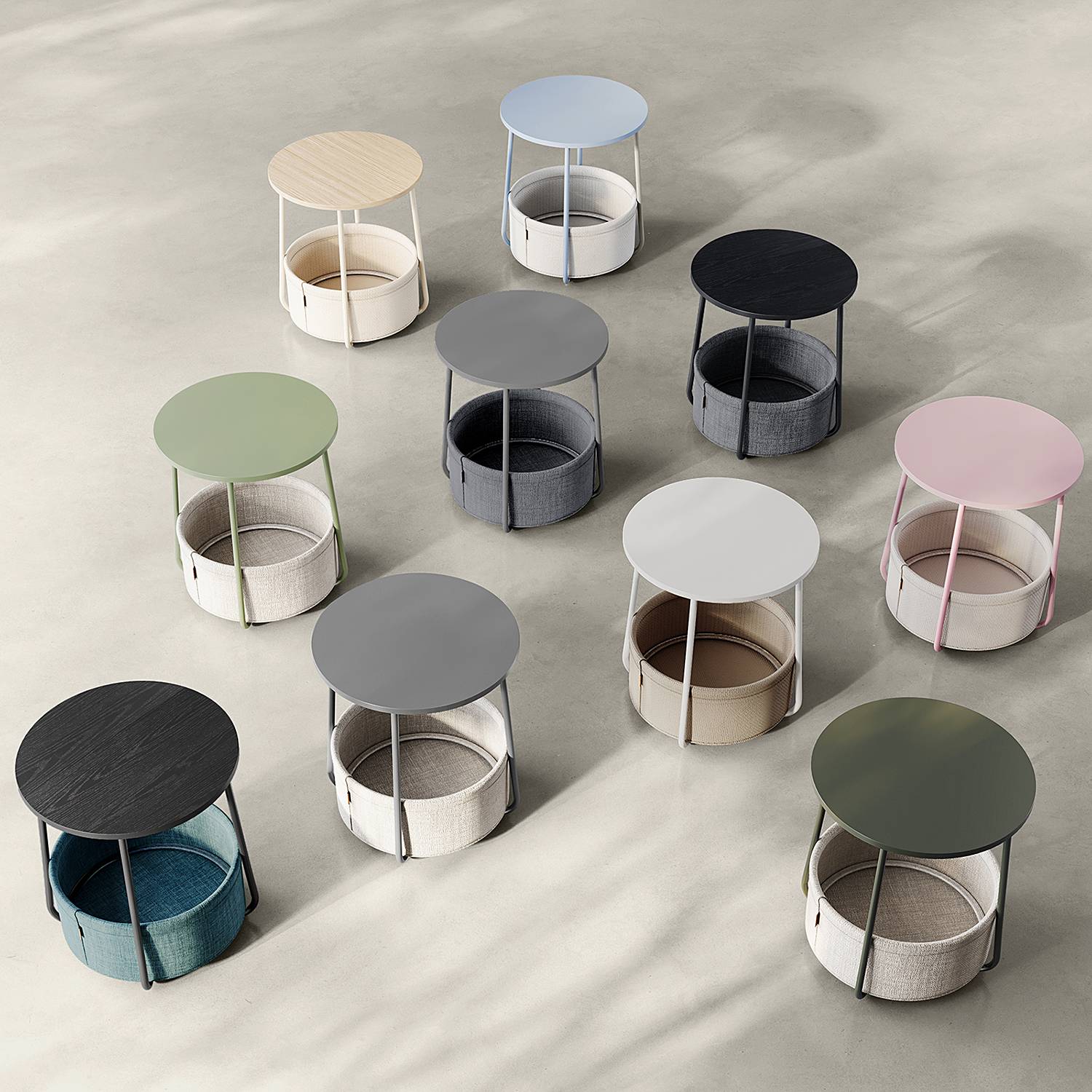 Ponoka Side Table with Basket Beige