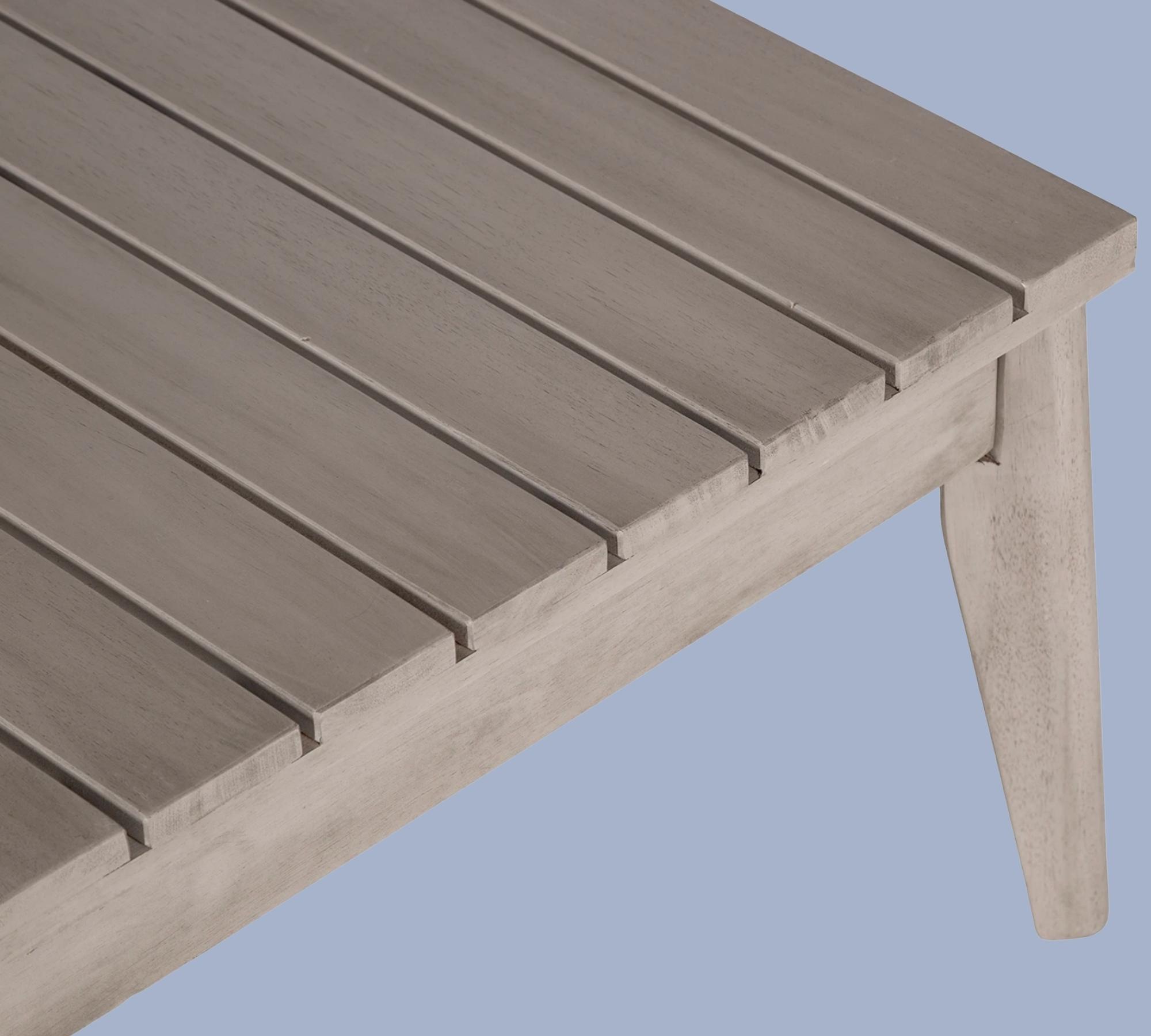 Indoor-Outdoor Loungehocker aus Akazienholz, Sitzkissen Grau