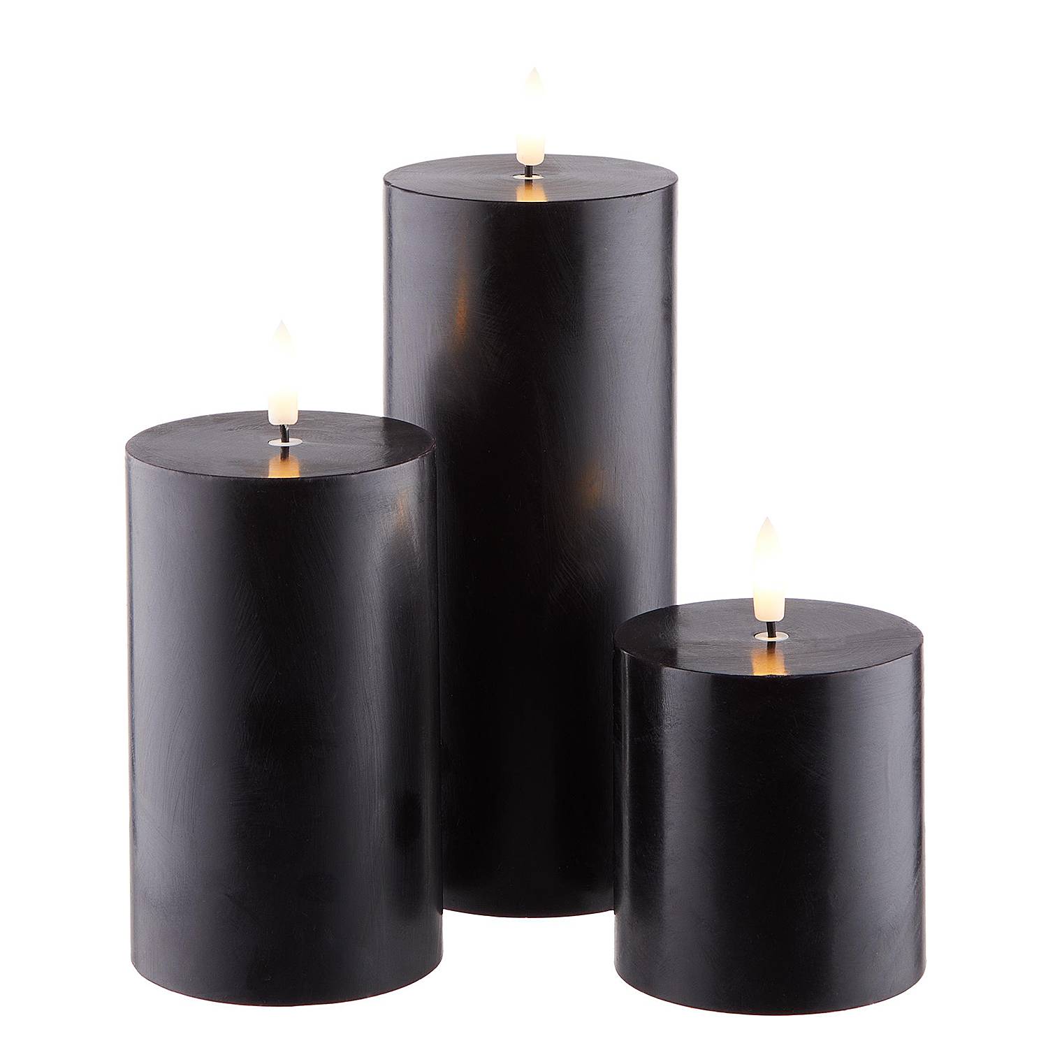 LED-Kerzen NORDIC LIGHT 3er-Set Wachs / Paraffin Schwarz