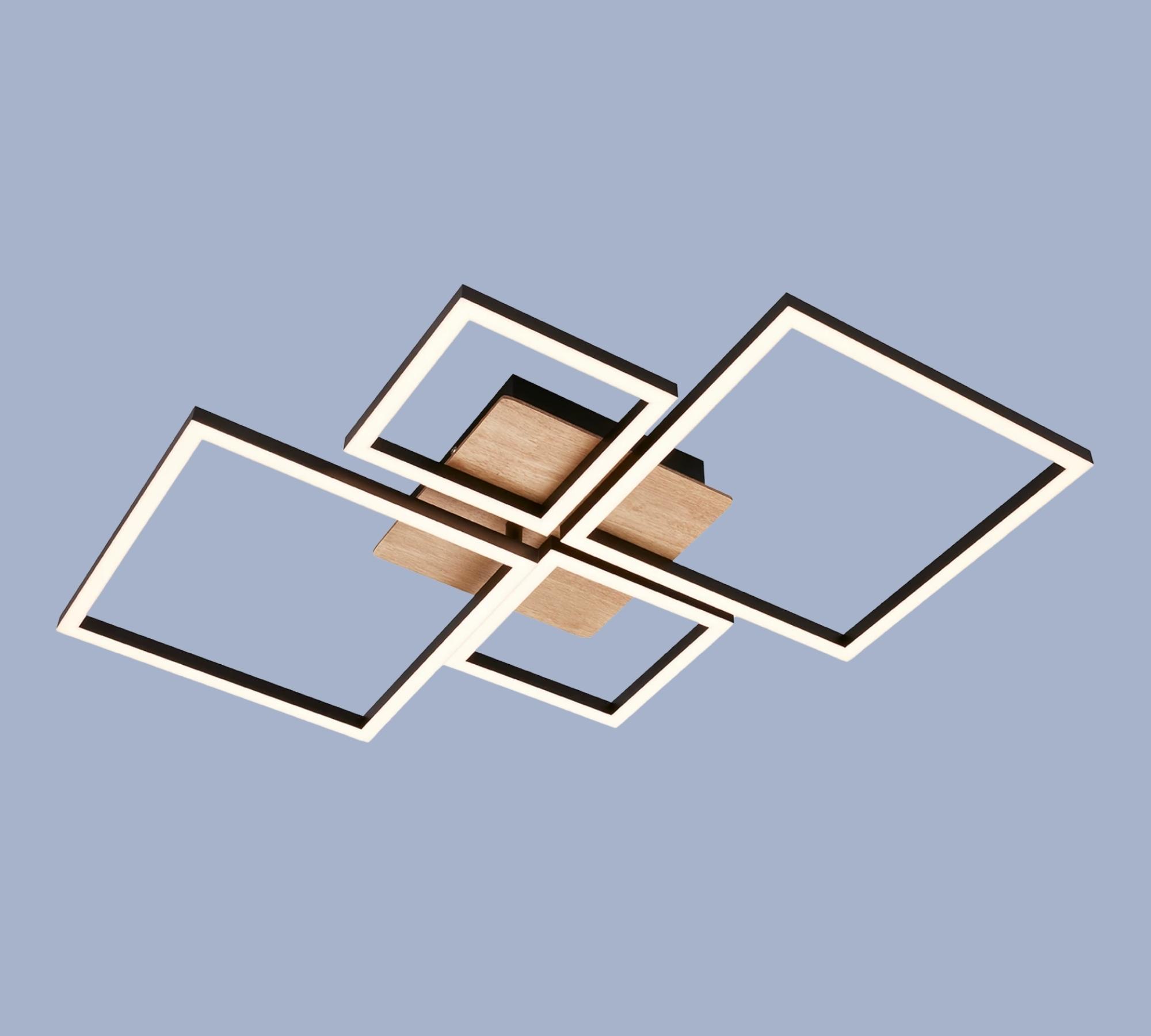 LED ceiling light in frame shape wood look II