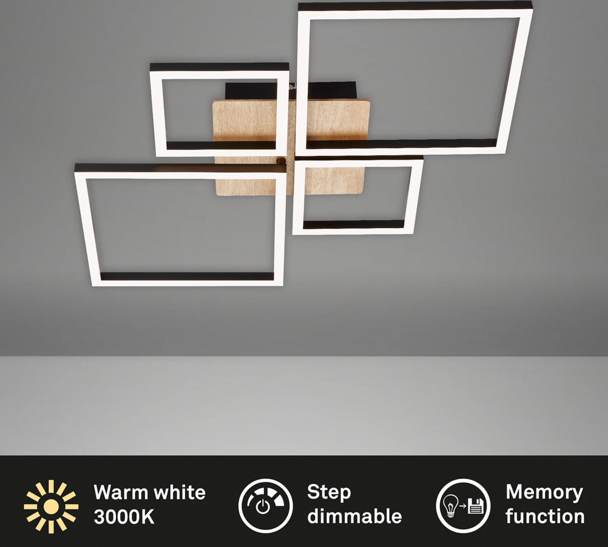 LED ceiling light in frame shape wood look II