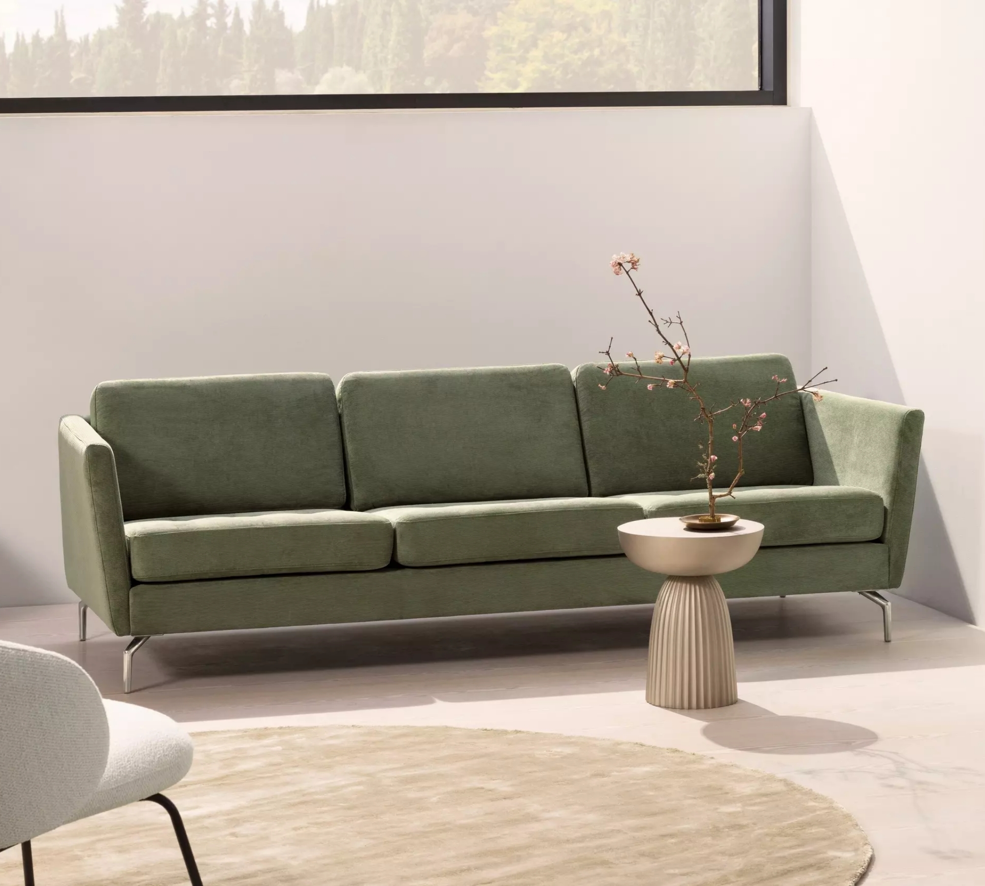 Osaka Sofa Chaise Longue Right Avellino Fabric 3252 Green