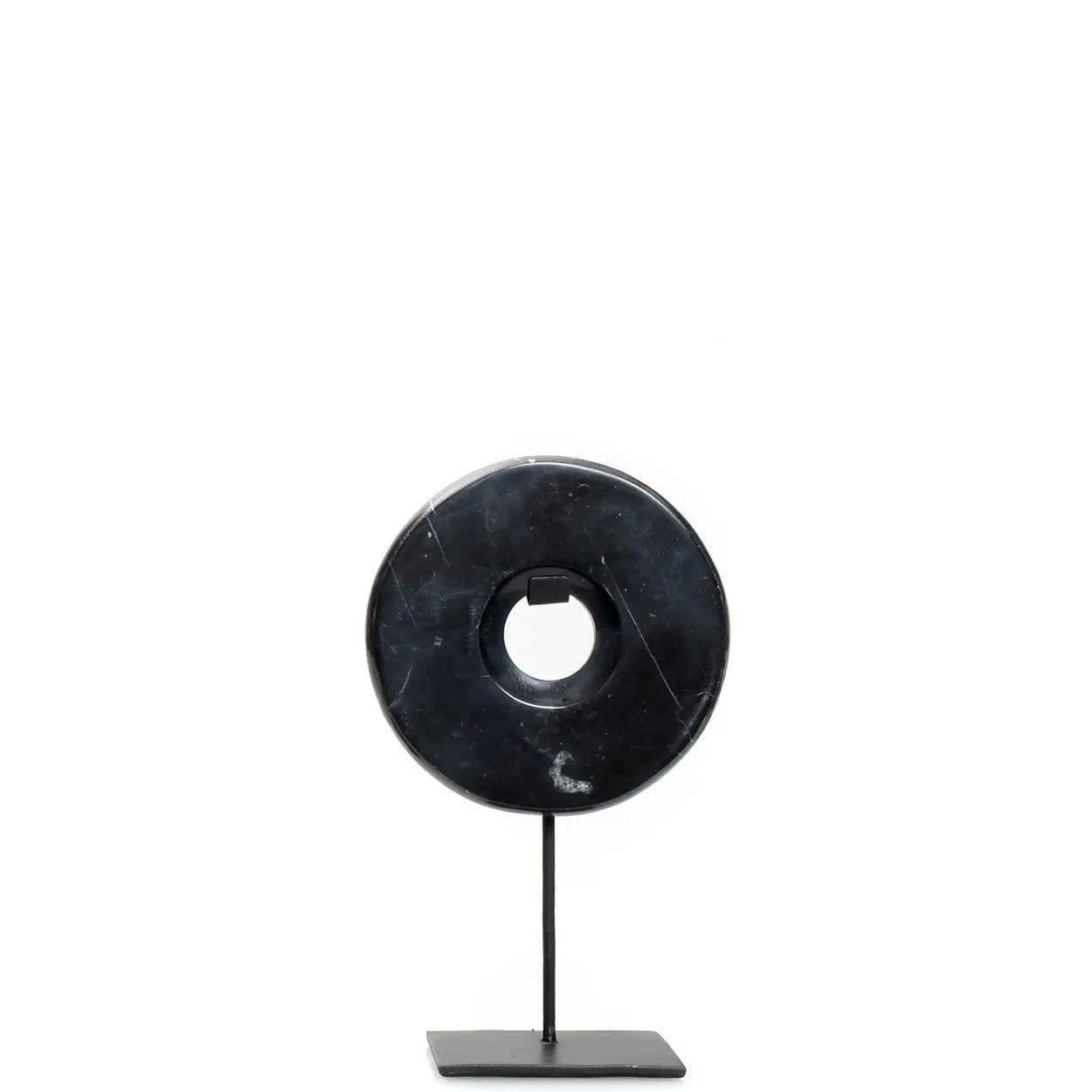 Plate on stand, black marble