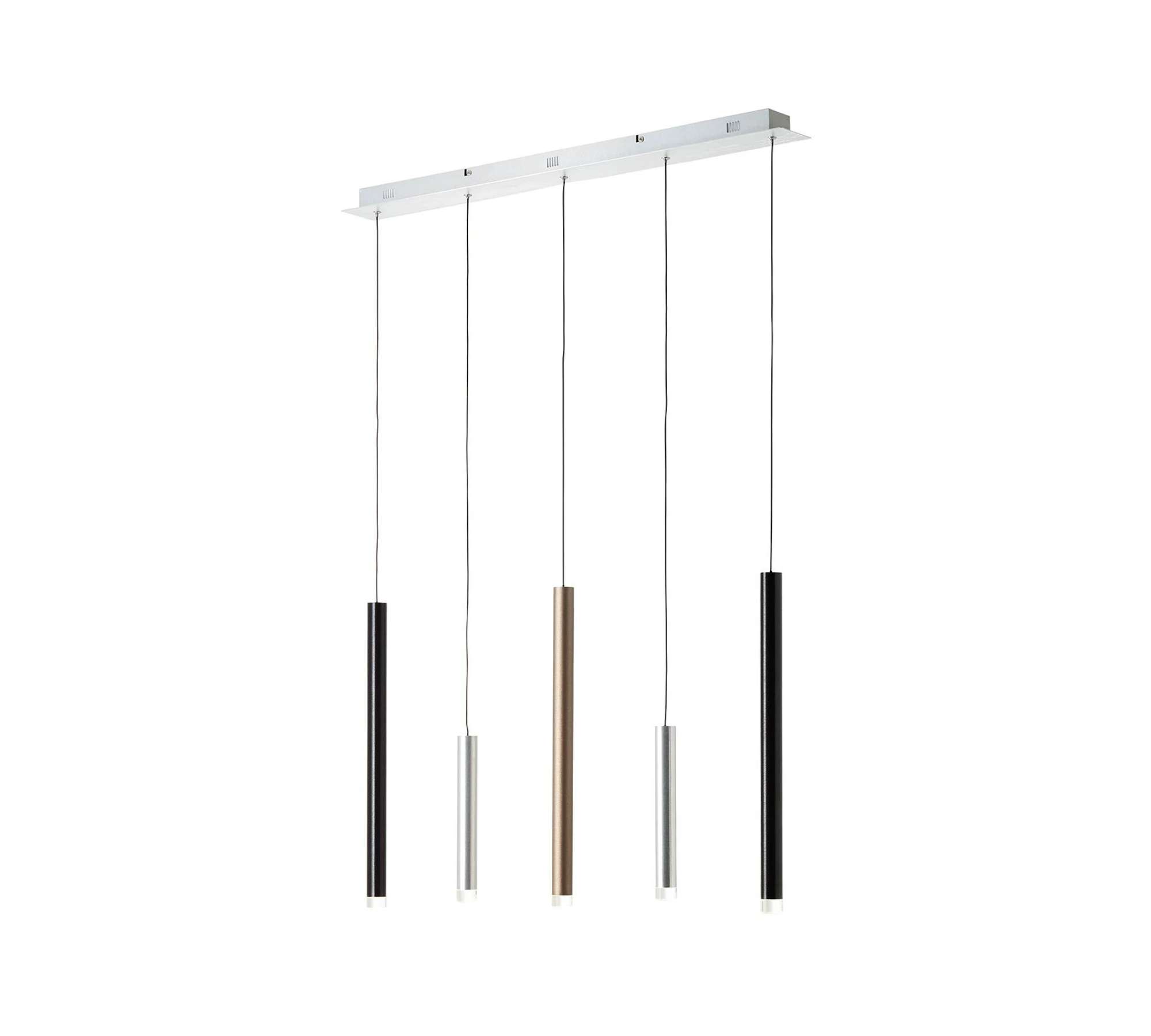 LED-Pendelleuchte 5-flammig Glas Metall Mehrfarbig
