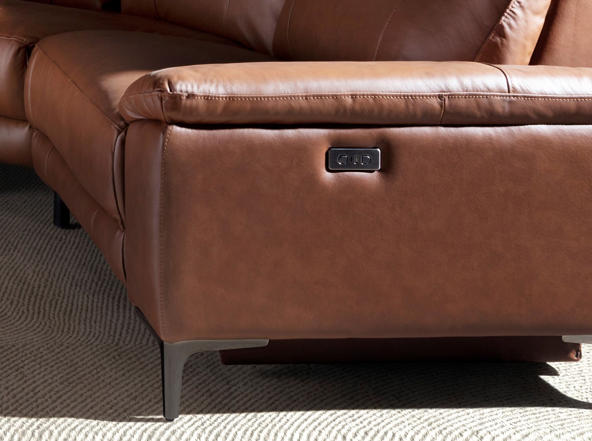 Sofa Récamiere Links Leder Tabakbraun