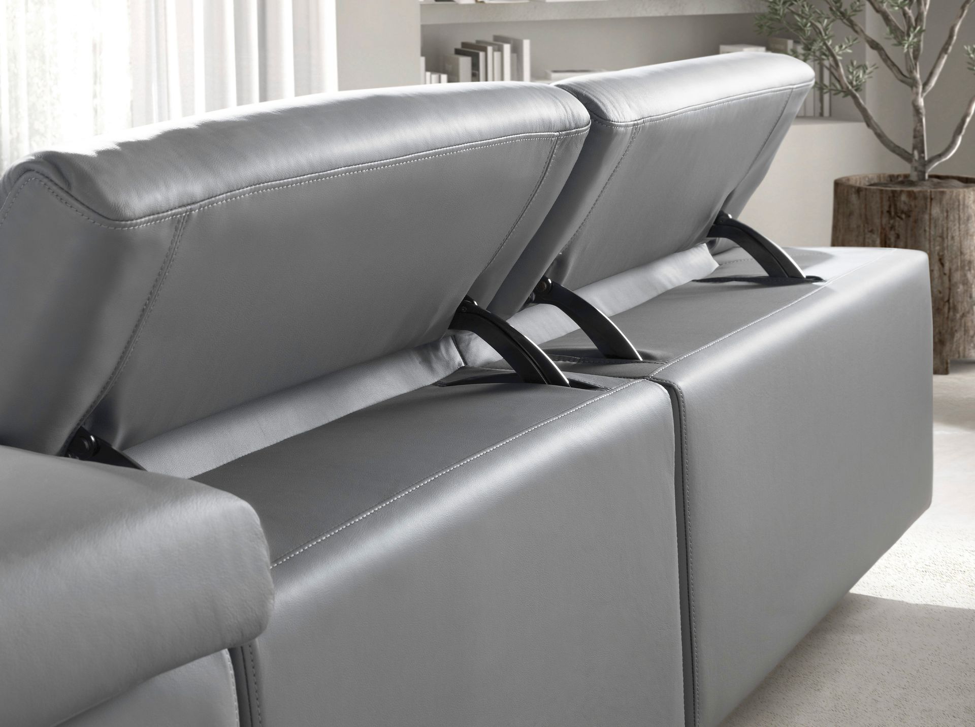 Sofa Récamiere Right Leather Grey