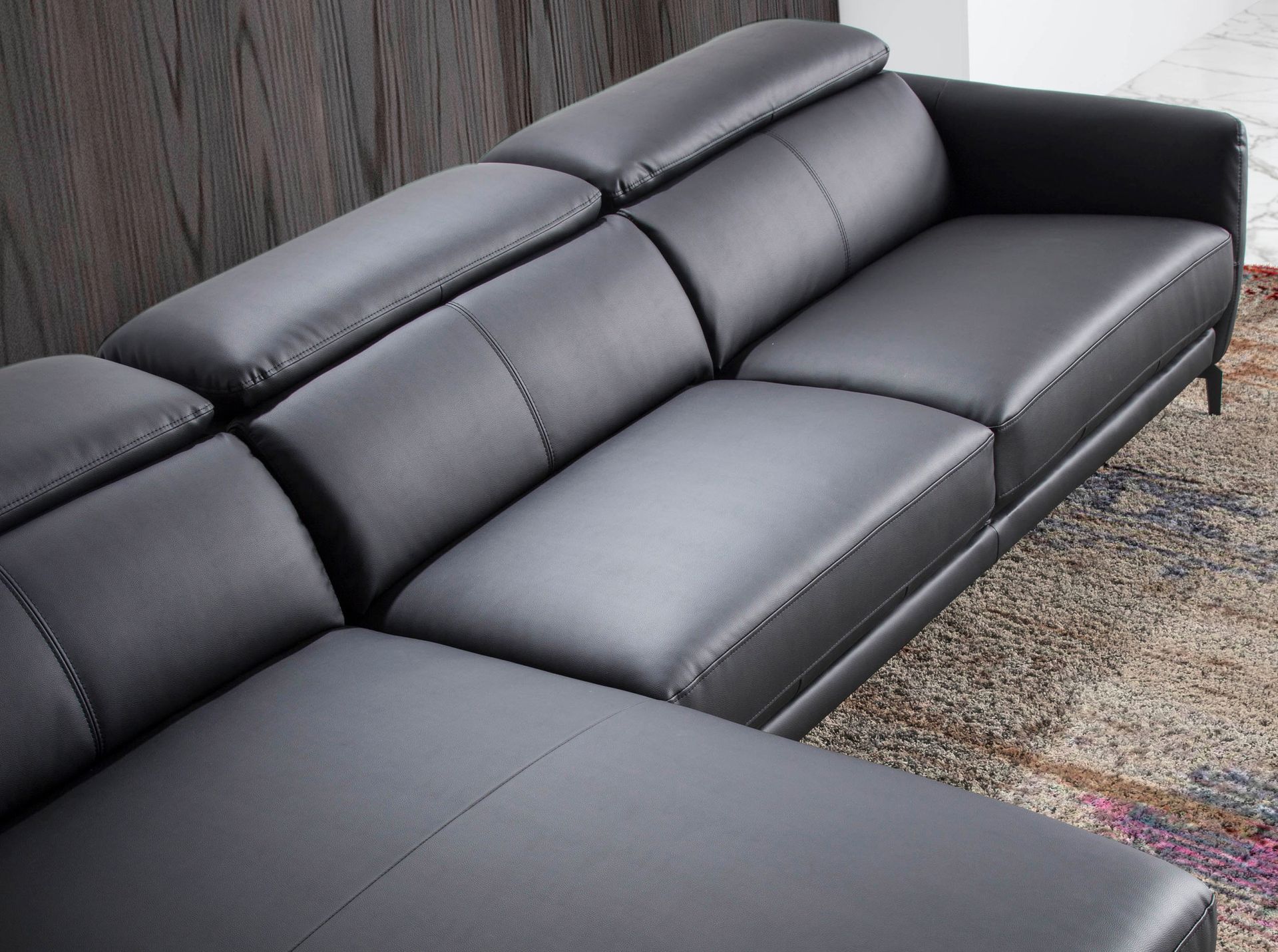 Sofa Chaise Lounge Left Leather Black