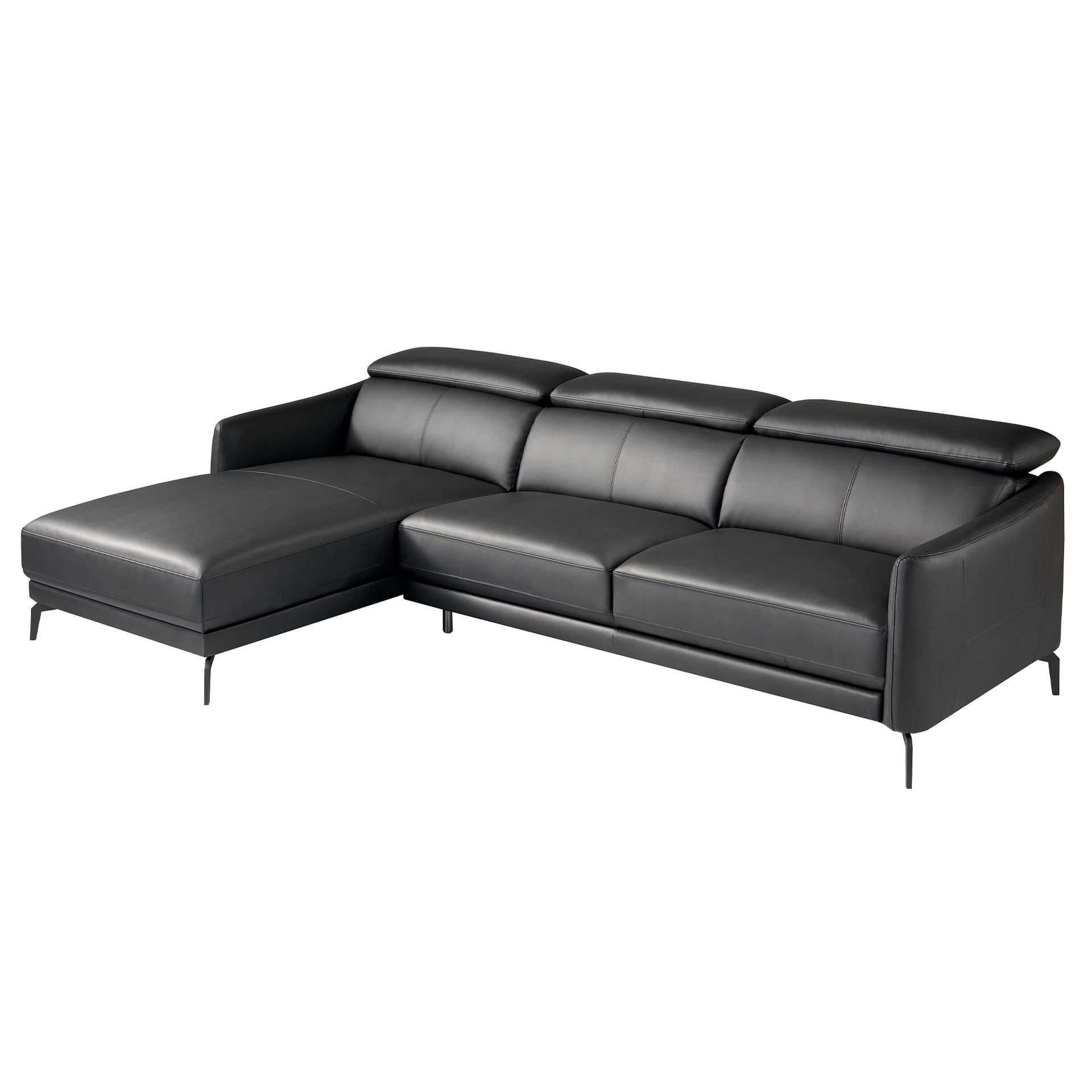 Sofa Chaise Lounge Left Leather Black