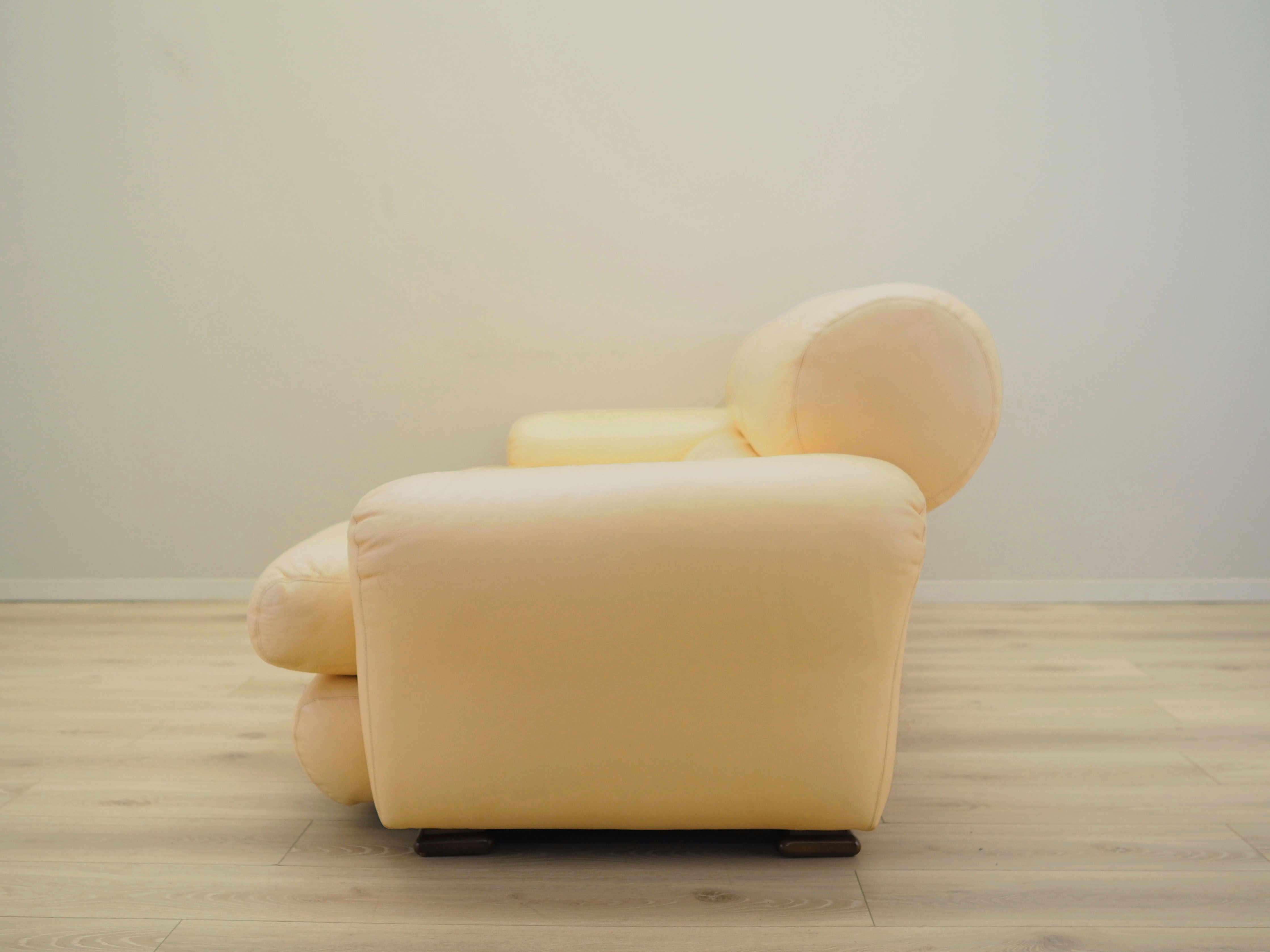 Sofa Leder Creme 1960er Jahre