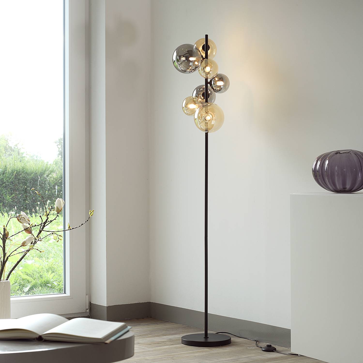 Popsicle LED-Stehleuchte Rauchglas Eisen 7-flammig