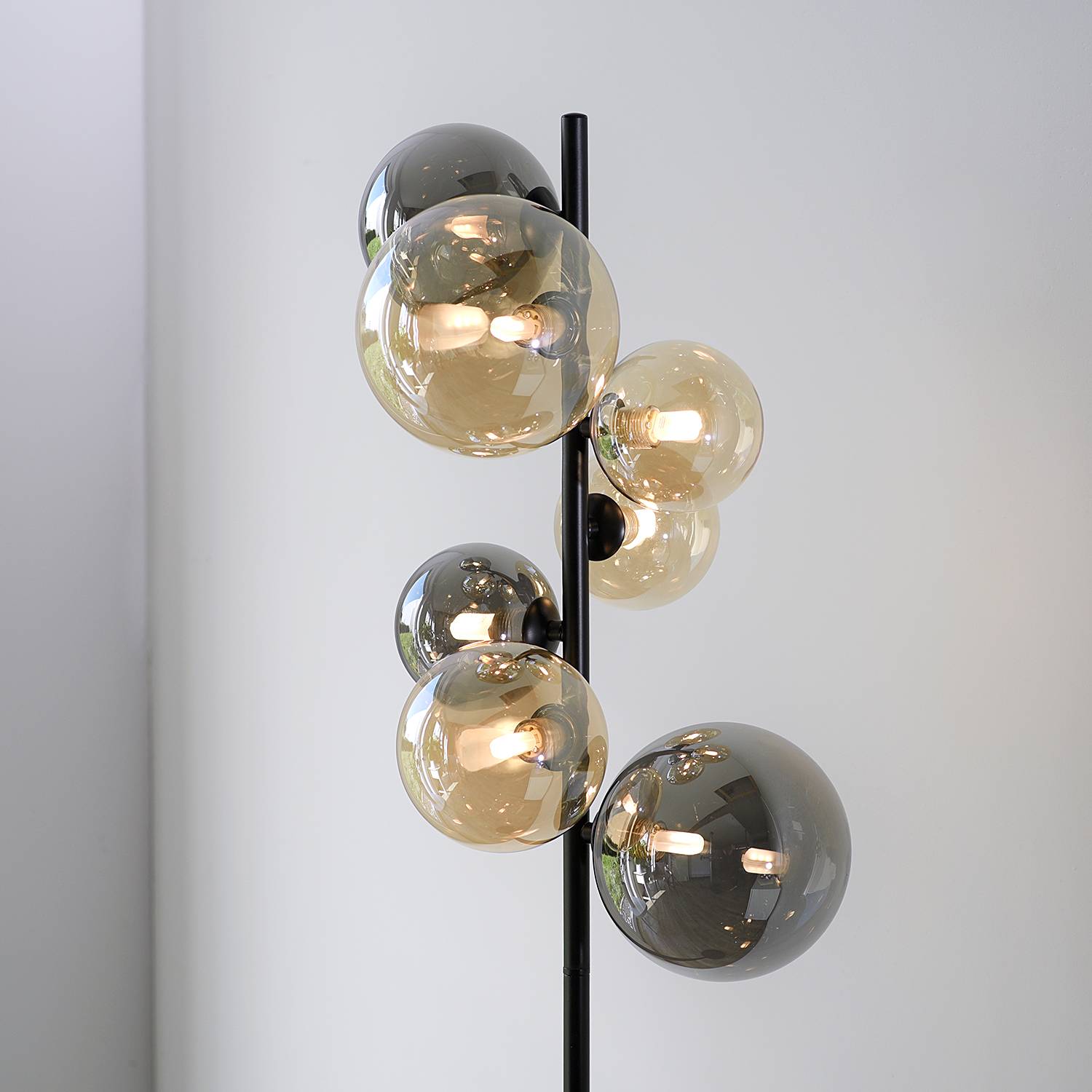 Popsicle LED floor lamp smoked glass iron 7-flame
