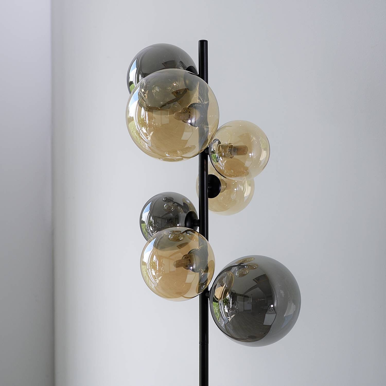 Popsicle LED floor lamp smoked glass iron 7-flame