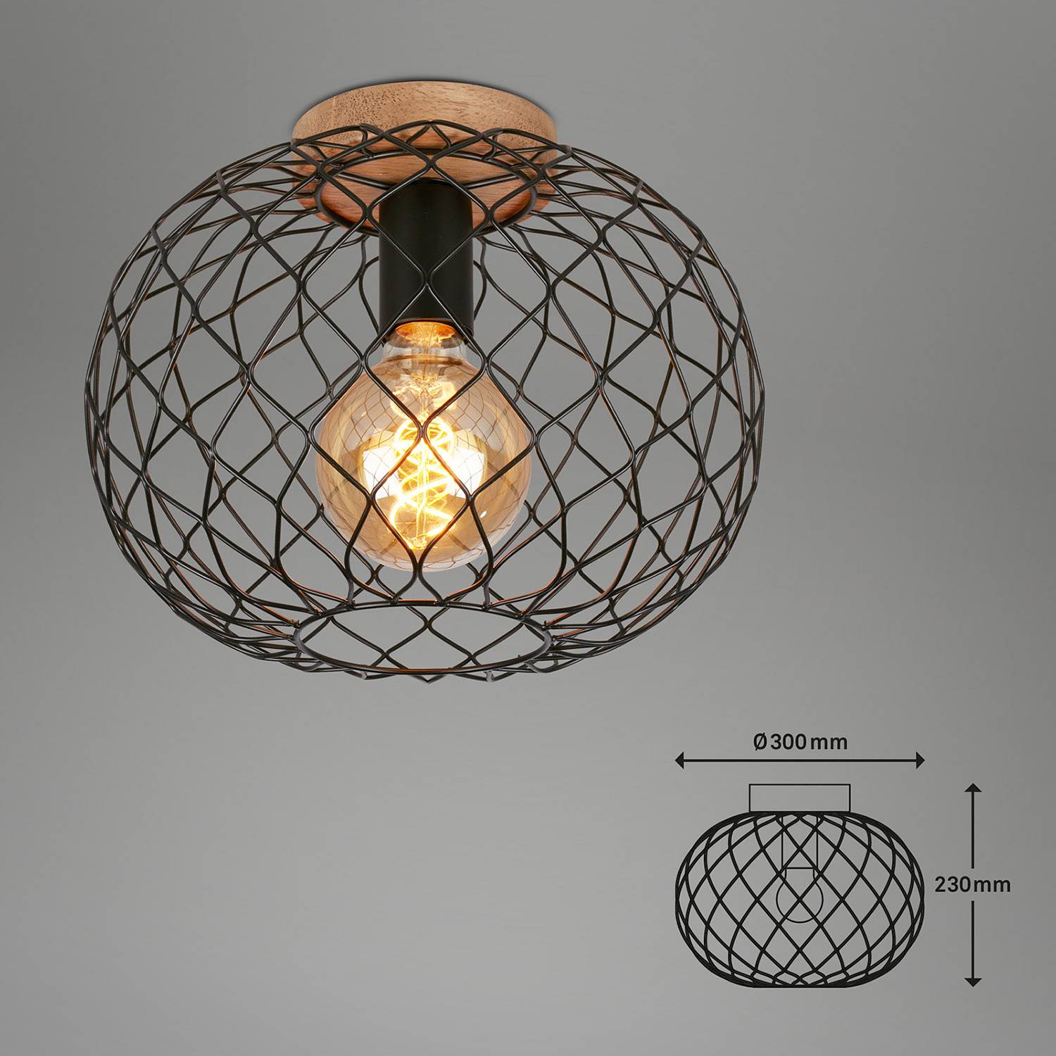 Winki Ceiling Light Iron Rubber Tree 1-Light