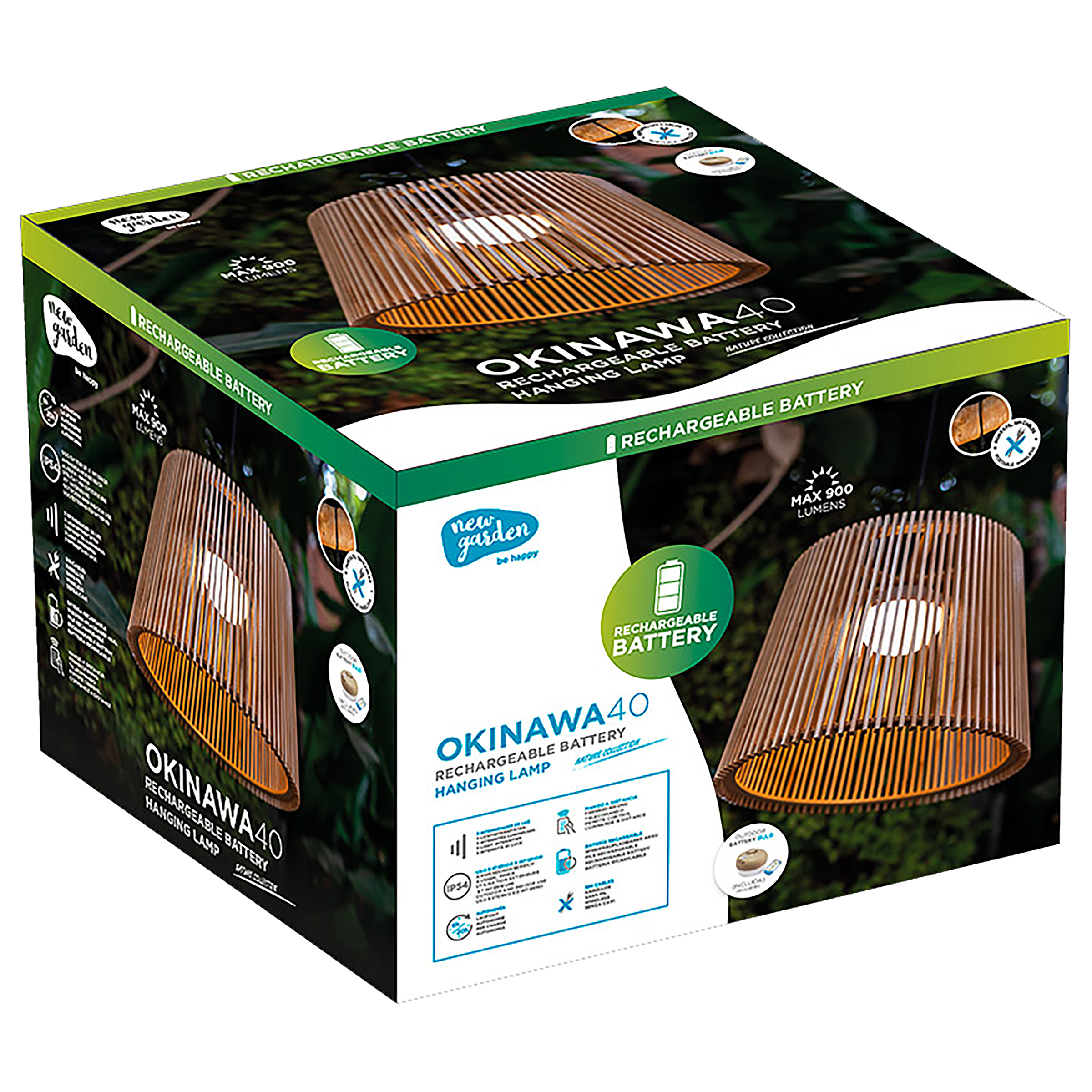 Outdoor pendant lamp Okinawa Brown Bamboo 39 x 28 x 39 cm