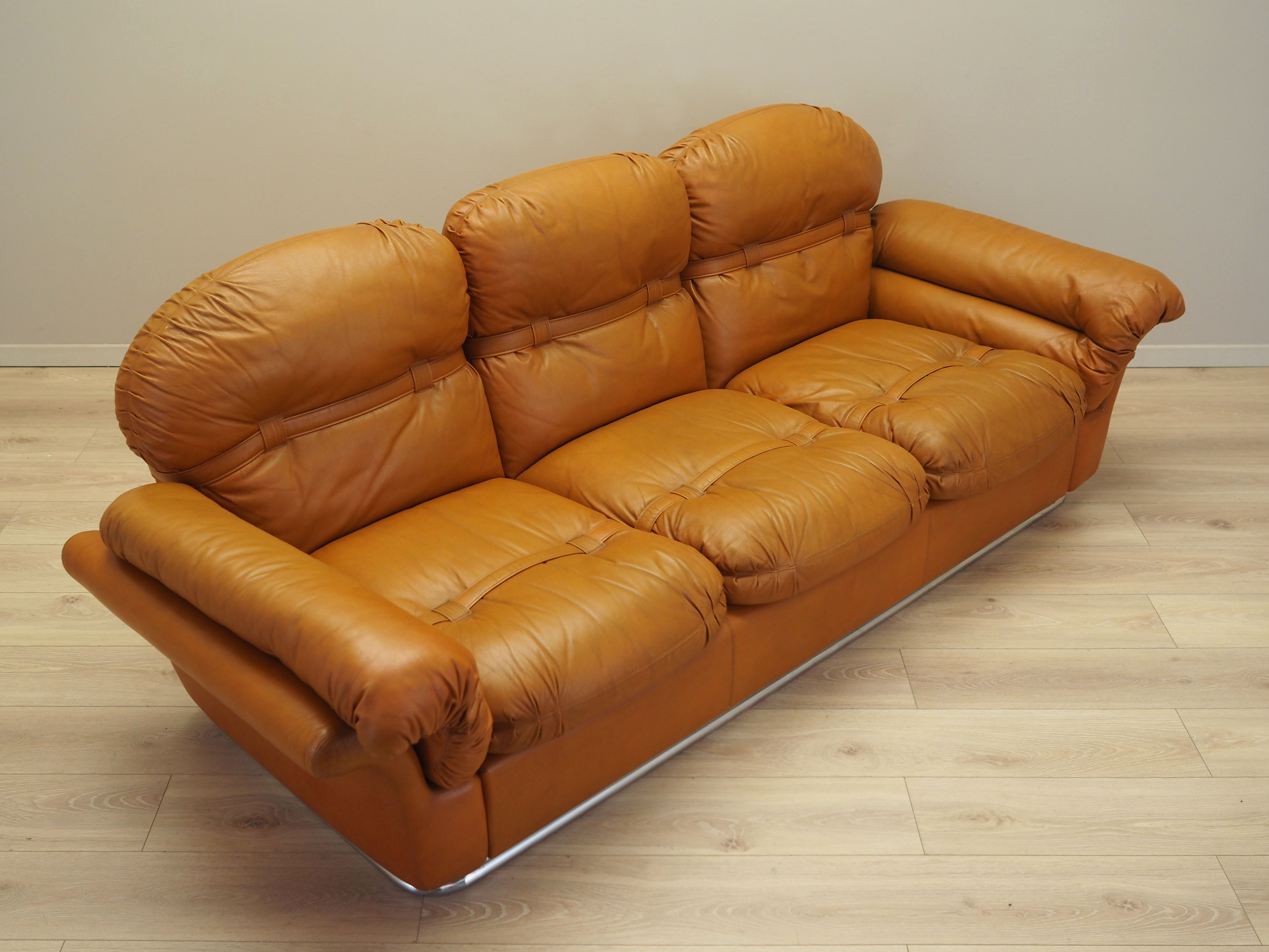 Sofa Leder Braun 1960er Jahre