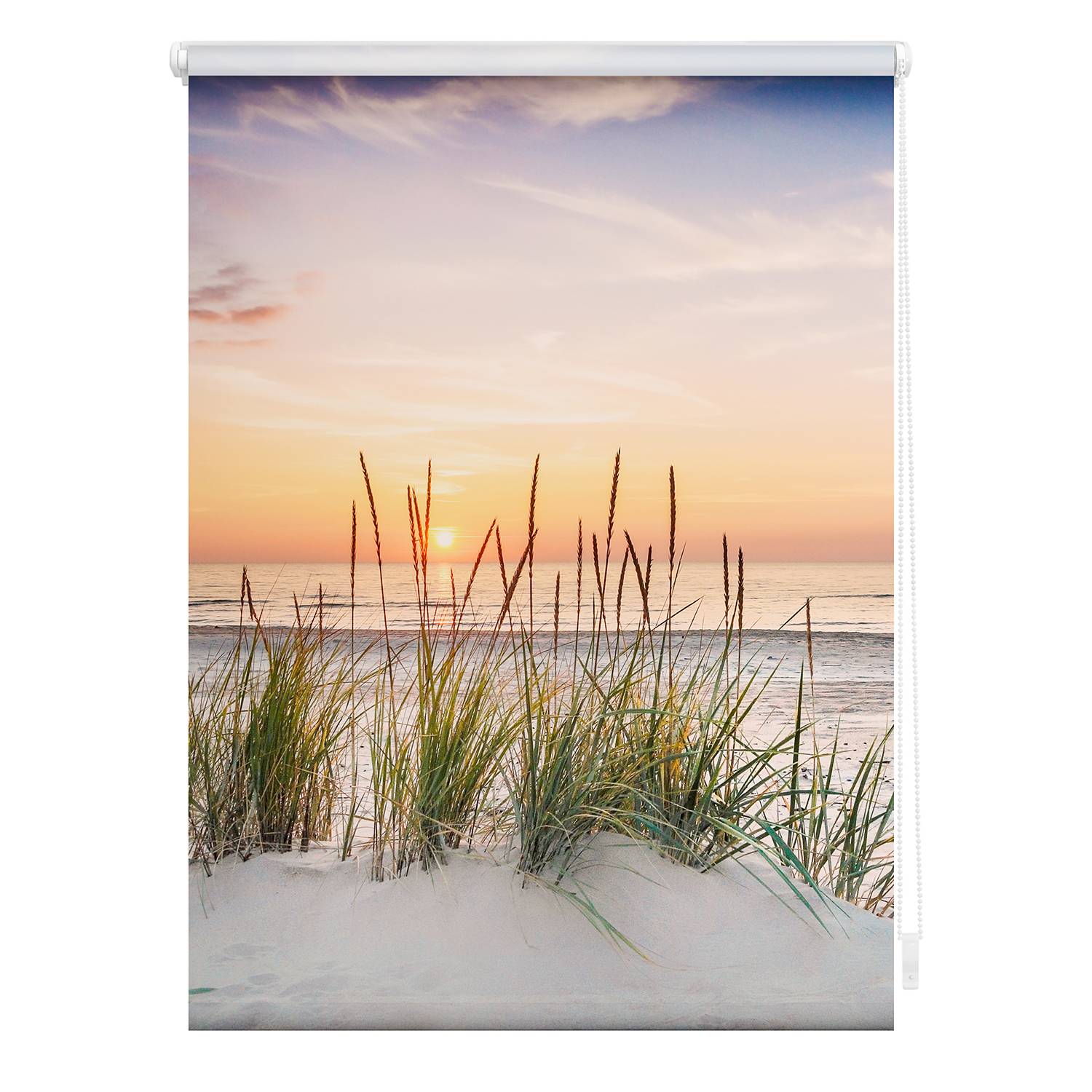 Klemmfix Roller Blind North Sea Beach Polyester Red/White