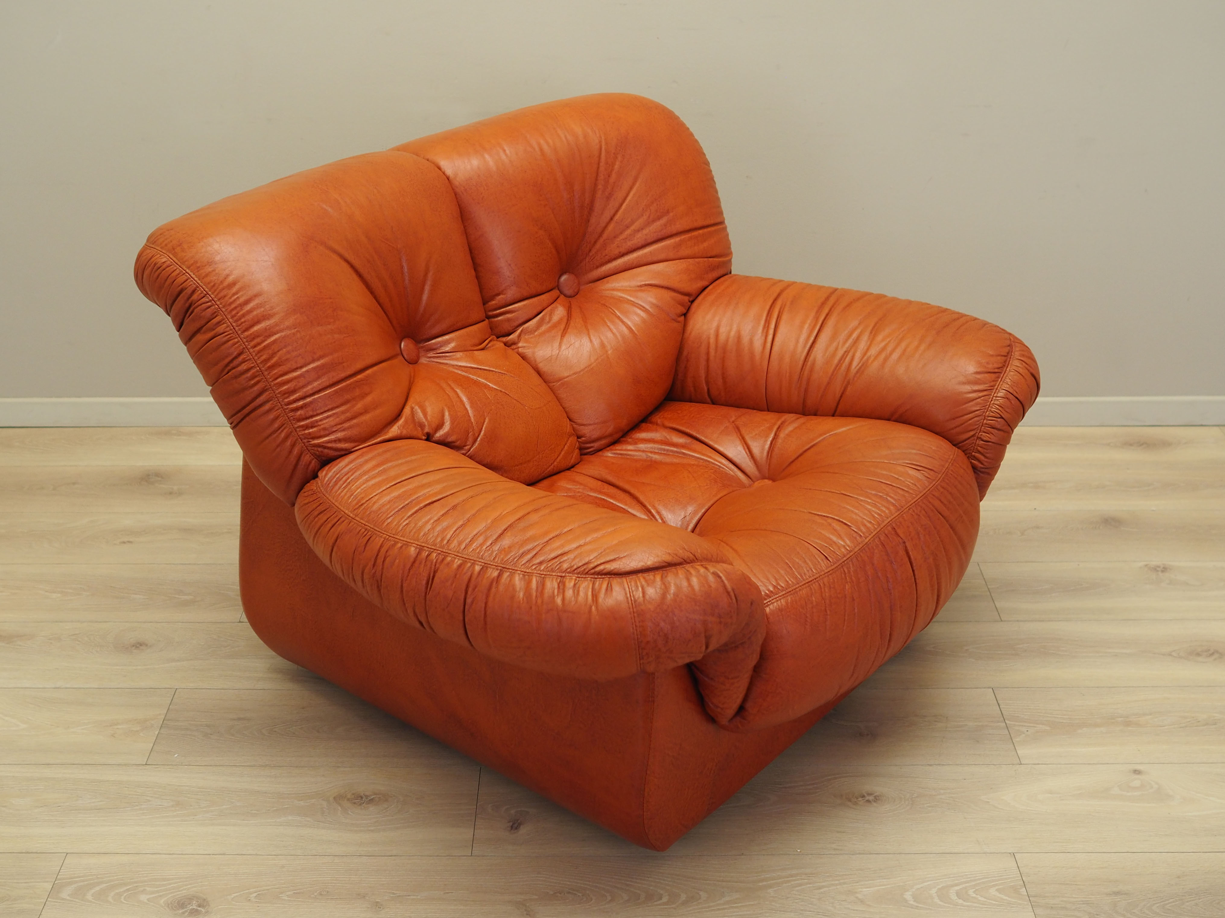 Sessel Leder Braun 1970er Jahre