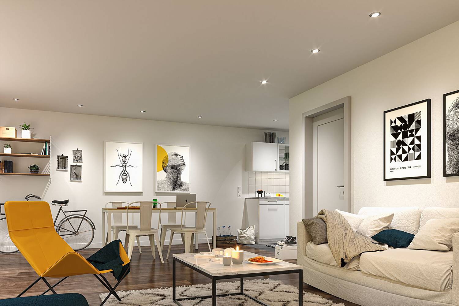 LED recessed light Coin 3-piece set Dimmable Metal Grey