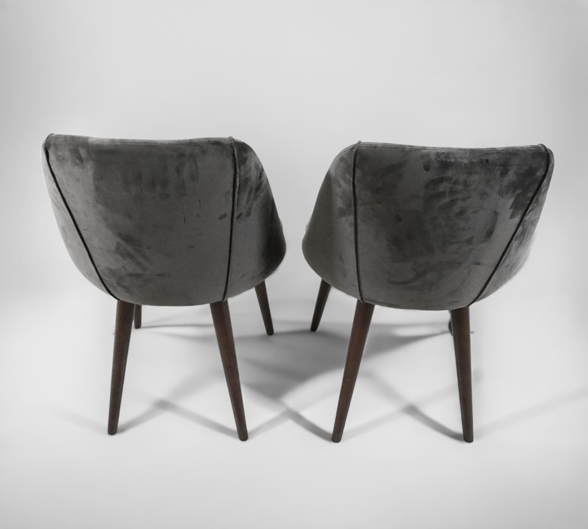 2x Lule Dining Chair Walnut Wood Velvet Anthracite