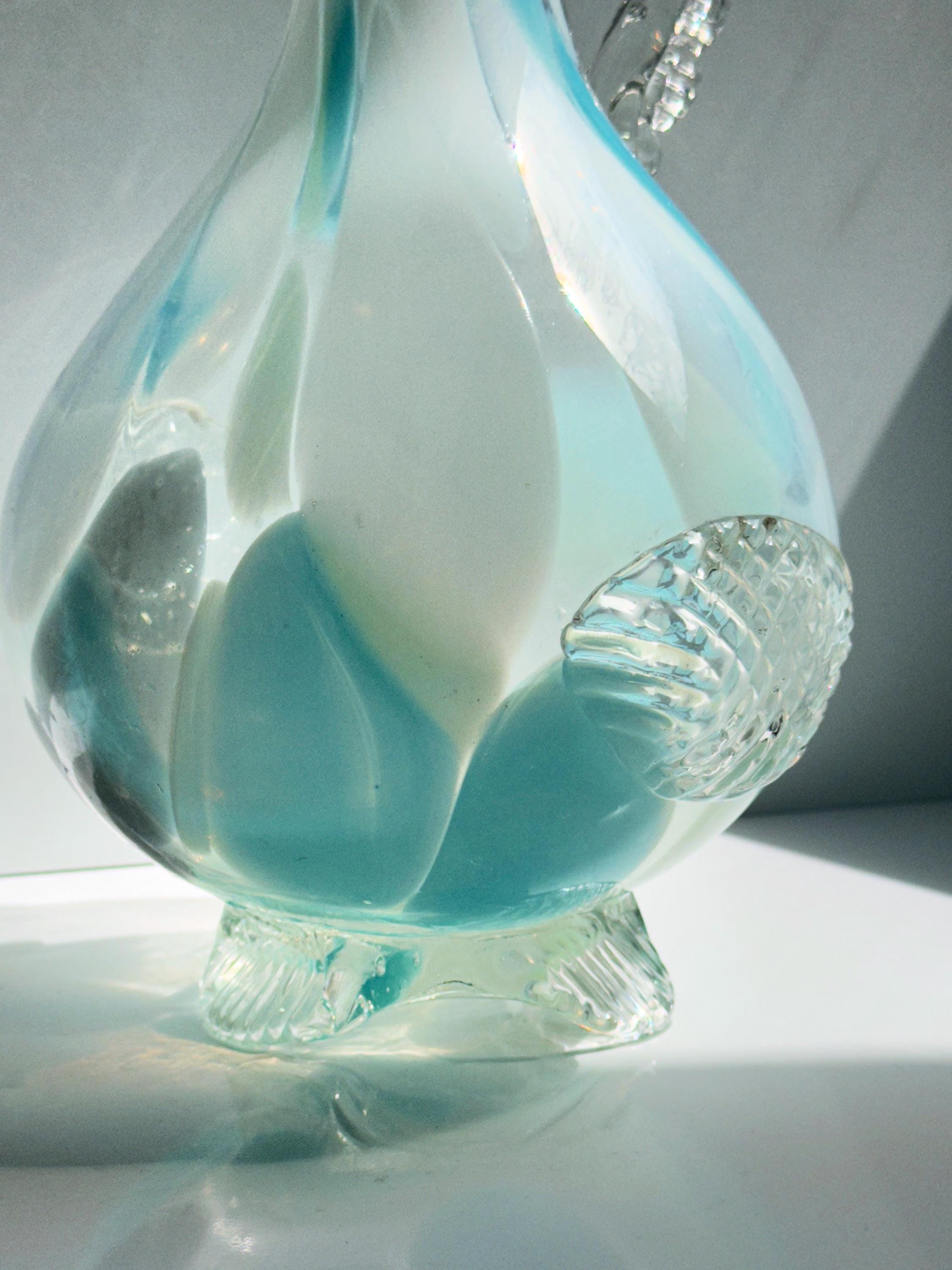 Vintage Vase Muranoglas Blau 1970er Jahre