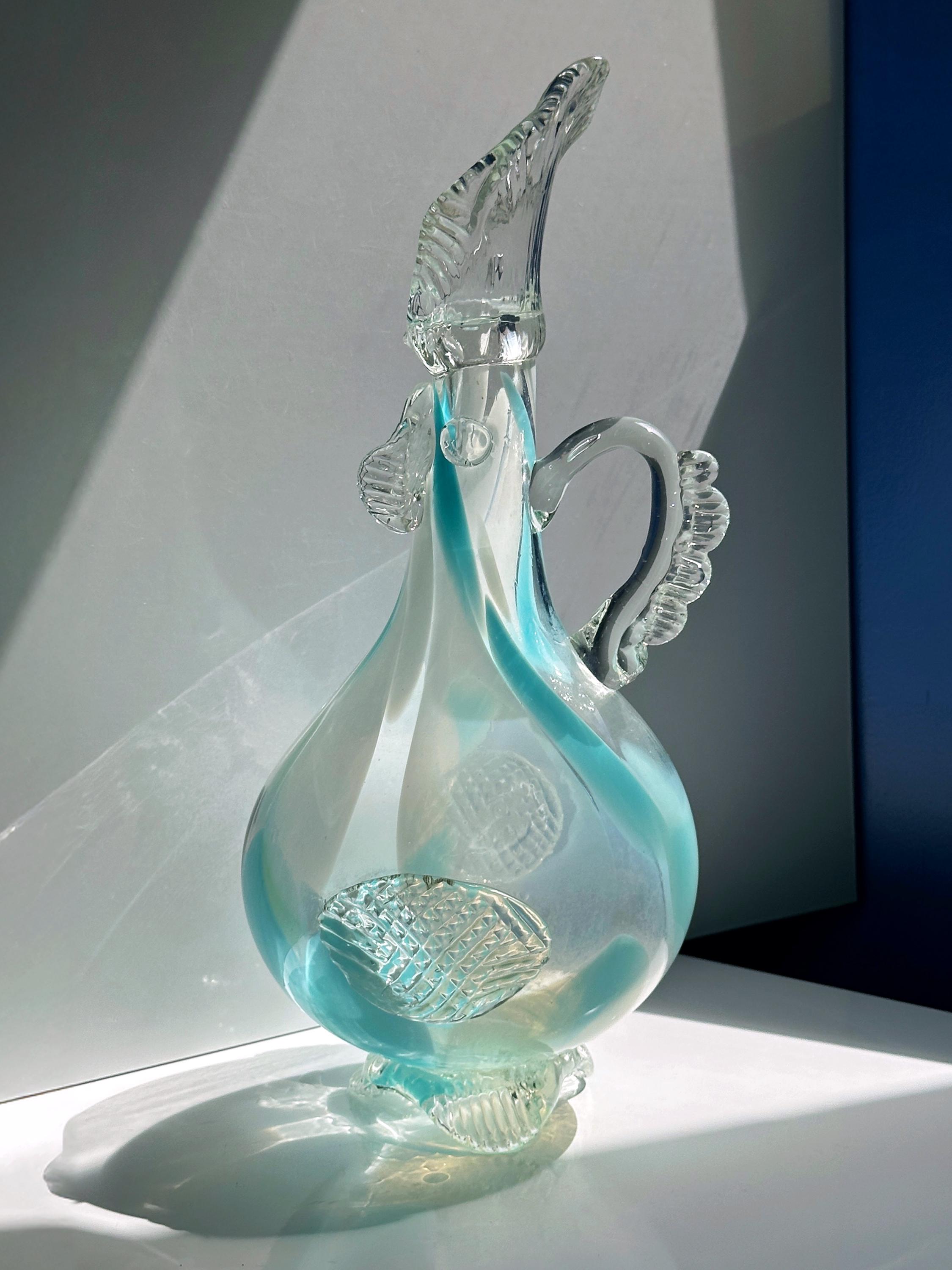 Vintage Vase Muranoglas Blau 1970er Jahre
