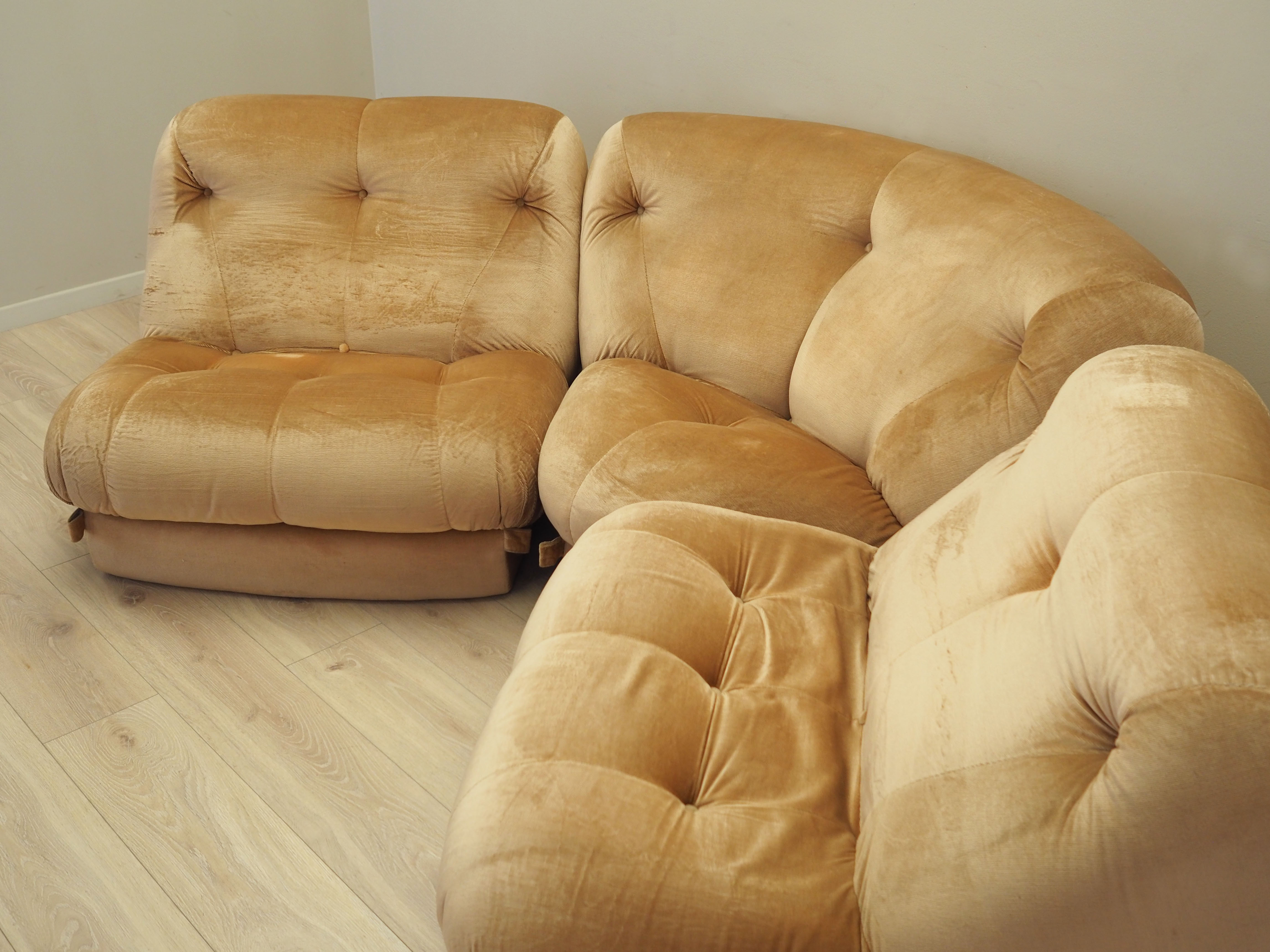 Modular corner sofa velvet 1960s